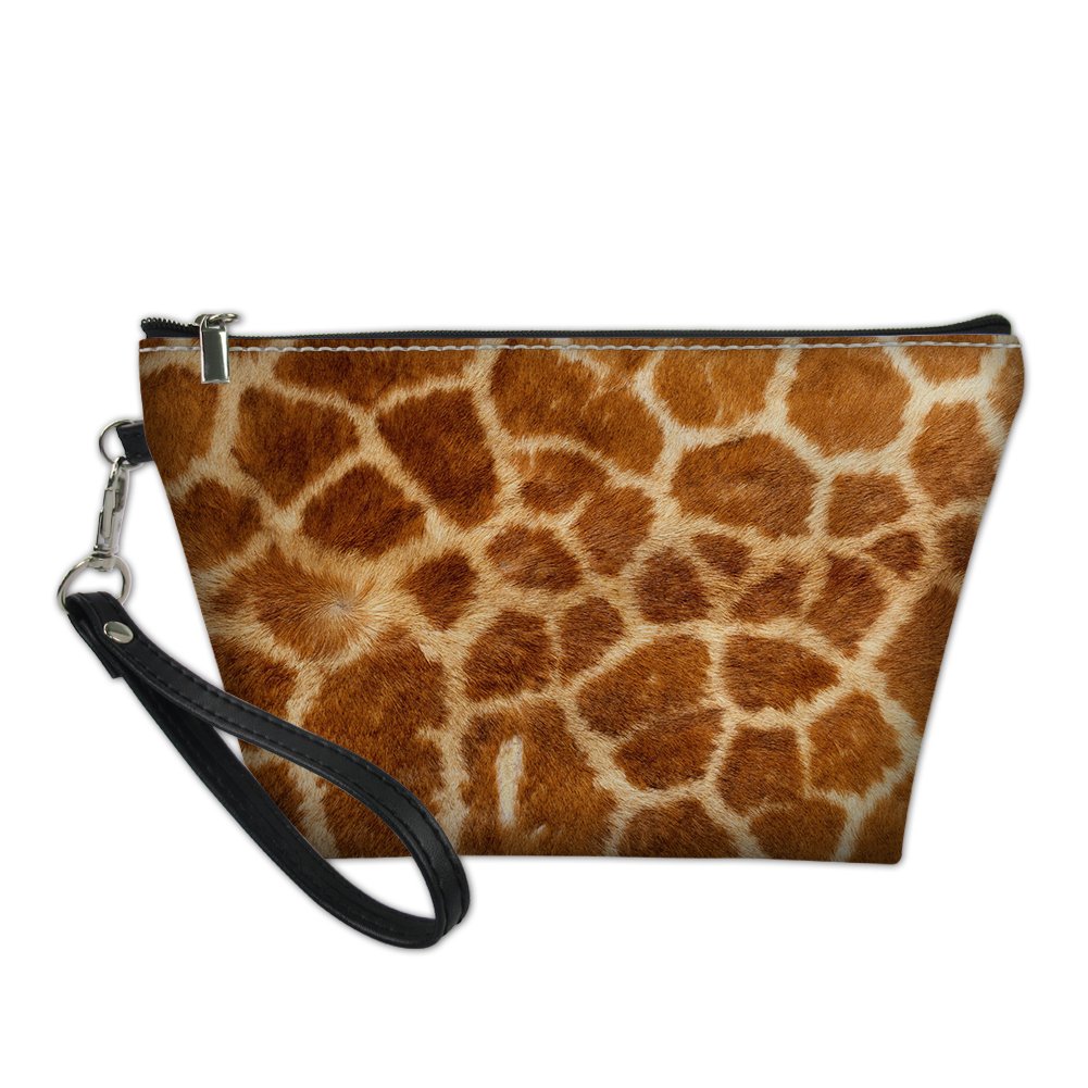 Amzbeauty Women's Portable Travel Makeup Bag - PU Vegan Leather Giraffe Print Cosmetic Organizer | Perfect for Vacation, Gym & Daily Essentials Storage
