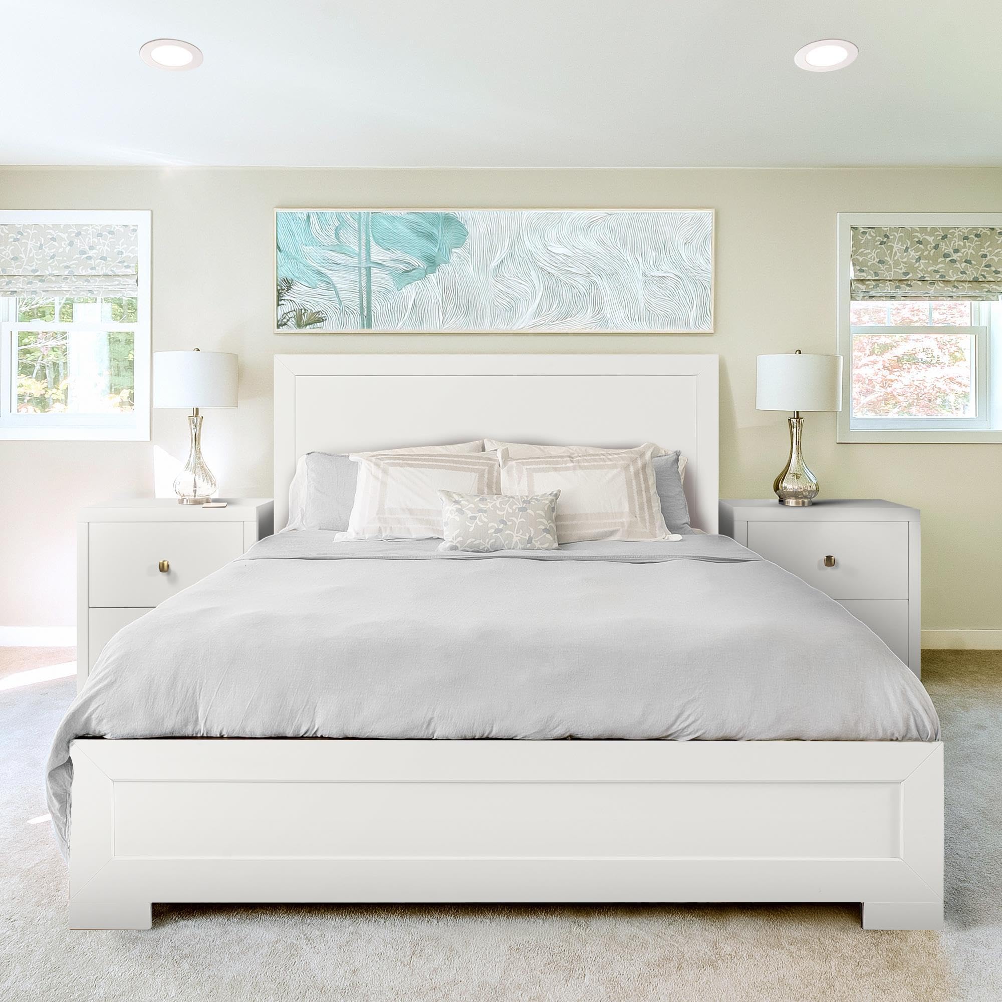 Modern Oxford Platform Bed Frame - King, Black | No Box Spring Needed | Perfect for Small Spaces & Minimalist Bedrooms