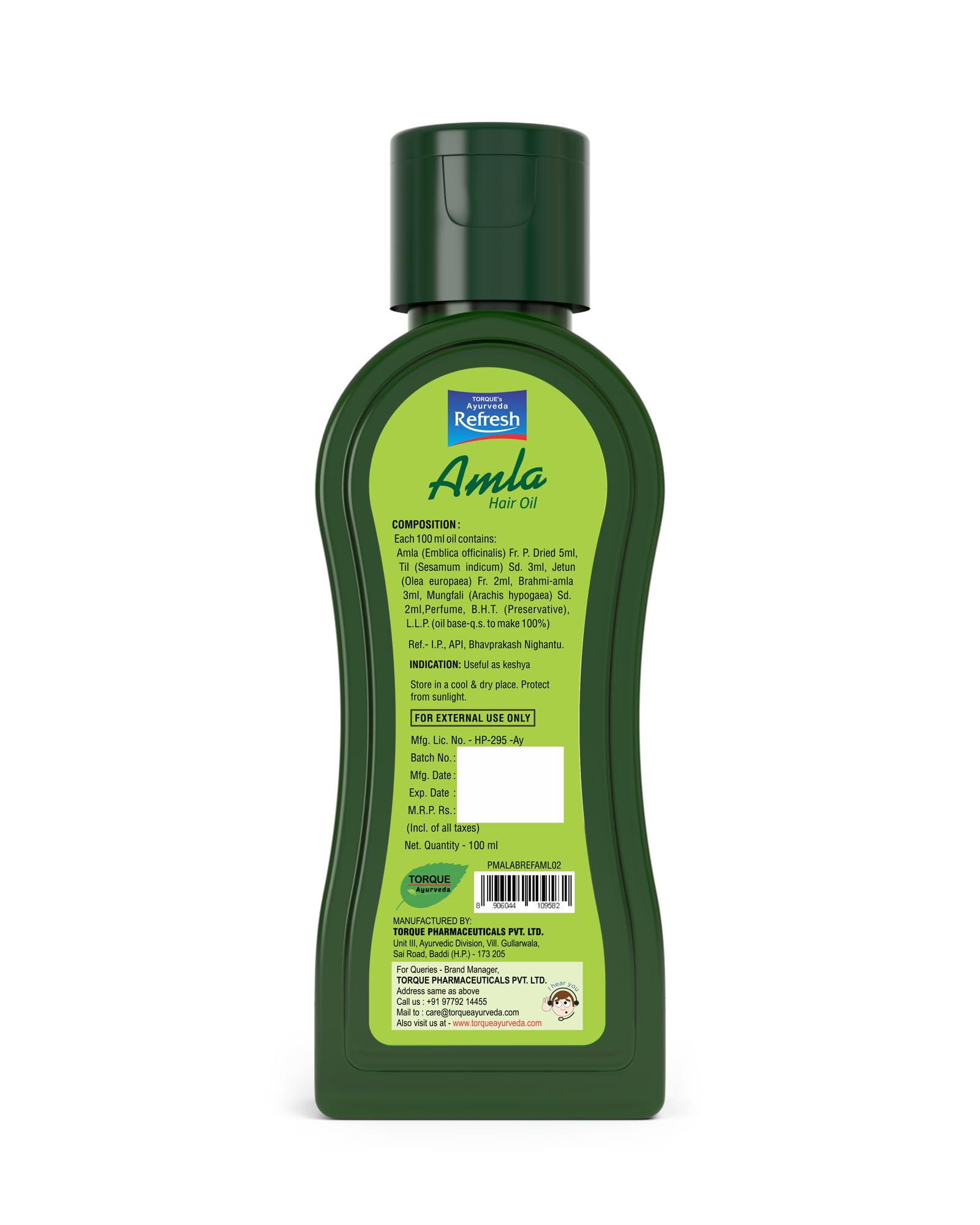 Torque's Refresh Amla Hair Oil - 100ml (Pack of 4) for Stronger, Longer & Thicker Hair - Natural Hair Growth Treatment for Women & Men - Perfect for Daily Hair Care & Scalp Massage