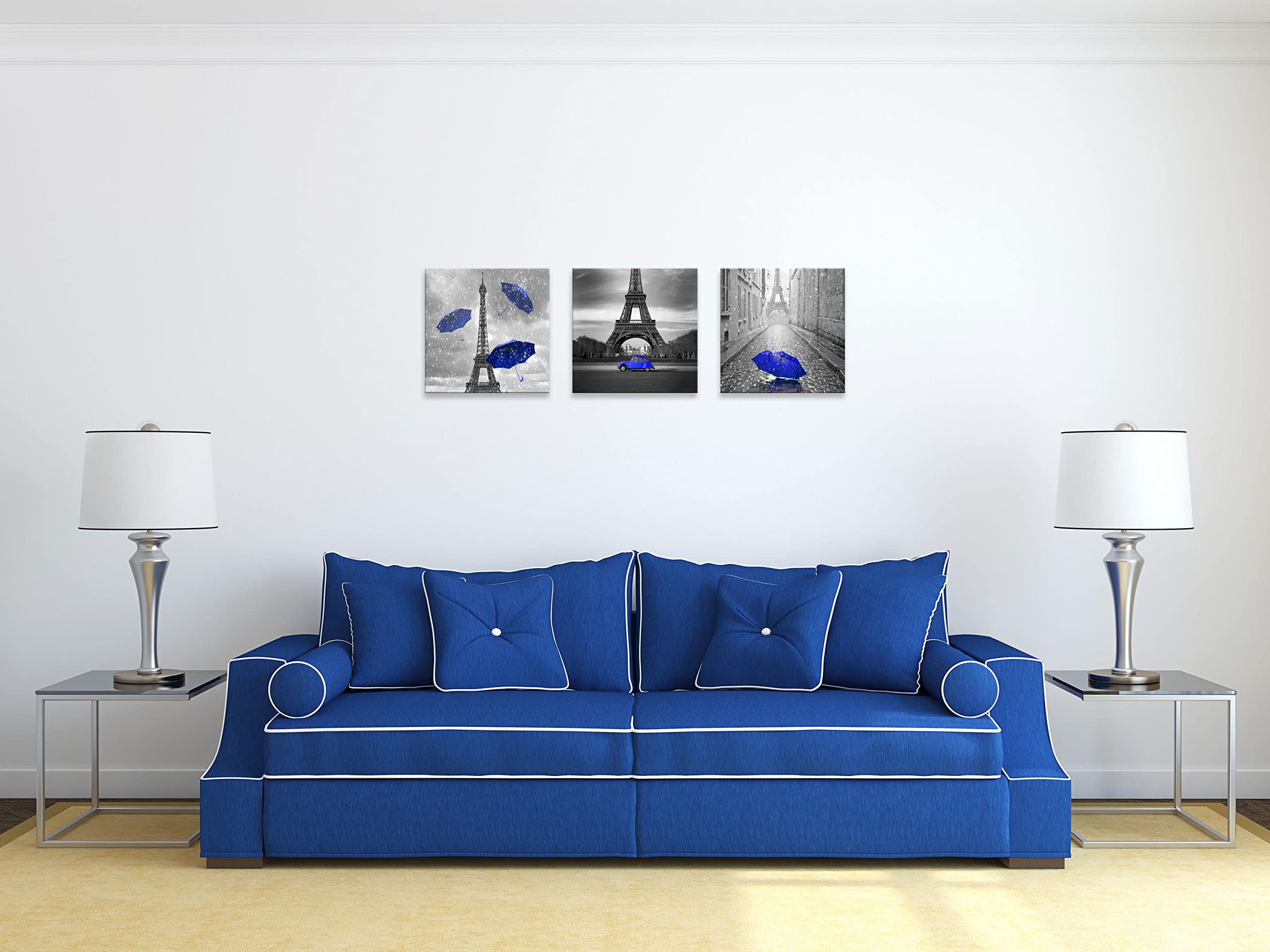 3-Piece Black & White Canvas Wall Art Set - Paris Theme Eiffel Tower Oil Painting Print for Living Room, Bedroom, Bathroom Decor | Girls' Room Wall Art | Waterproof & Fade-Resistant | Perfect for Home, Office & Gift Giving