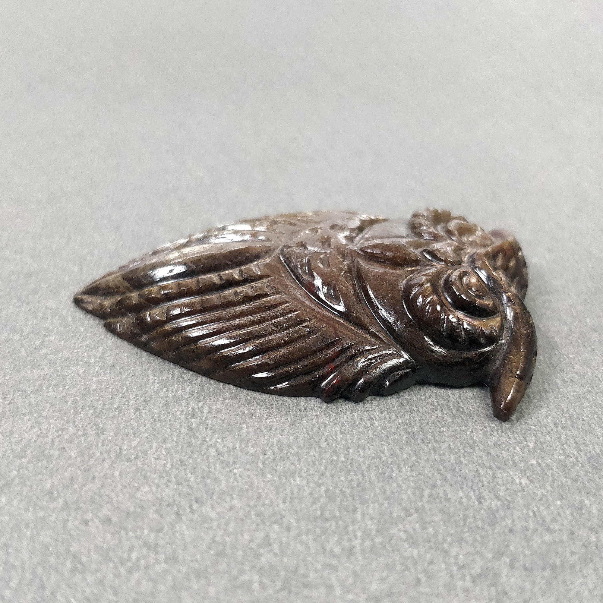 Natural Untreated Golden Brown Chocolate Sapphire Gemstone Carving - 69.50cts Hand Carved Owl 40x25mm (Video Included) | Unique Jewelry Making, Collector's Item, Spiritual Gift