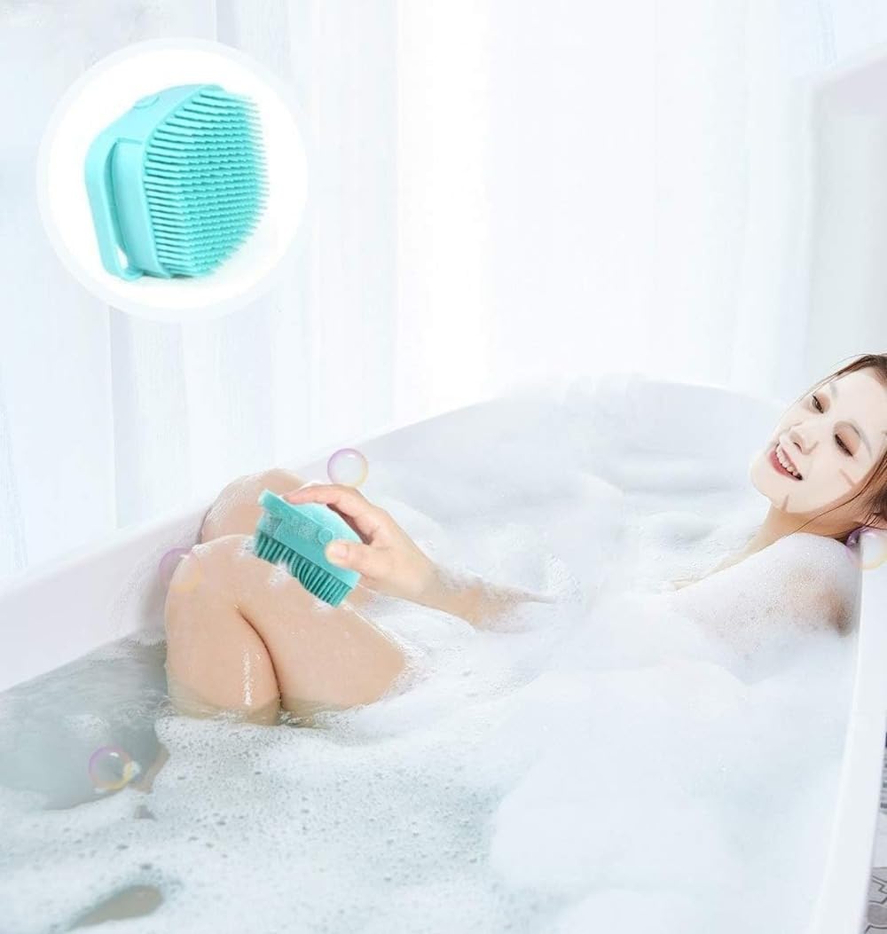 Exfoliating Bath Brush & Scalp Scrubber - Dual-Sided Body Massager with Loofah for Dry Skin Care, Shampoo & Shower Use - Perfect for Back Scrubbing, Skin Exfoliation & Relaxing Bath Time