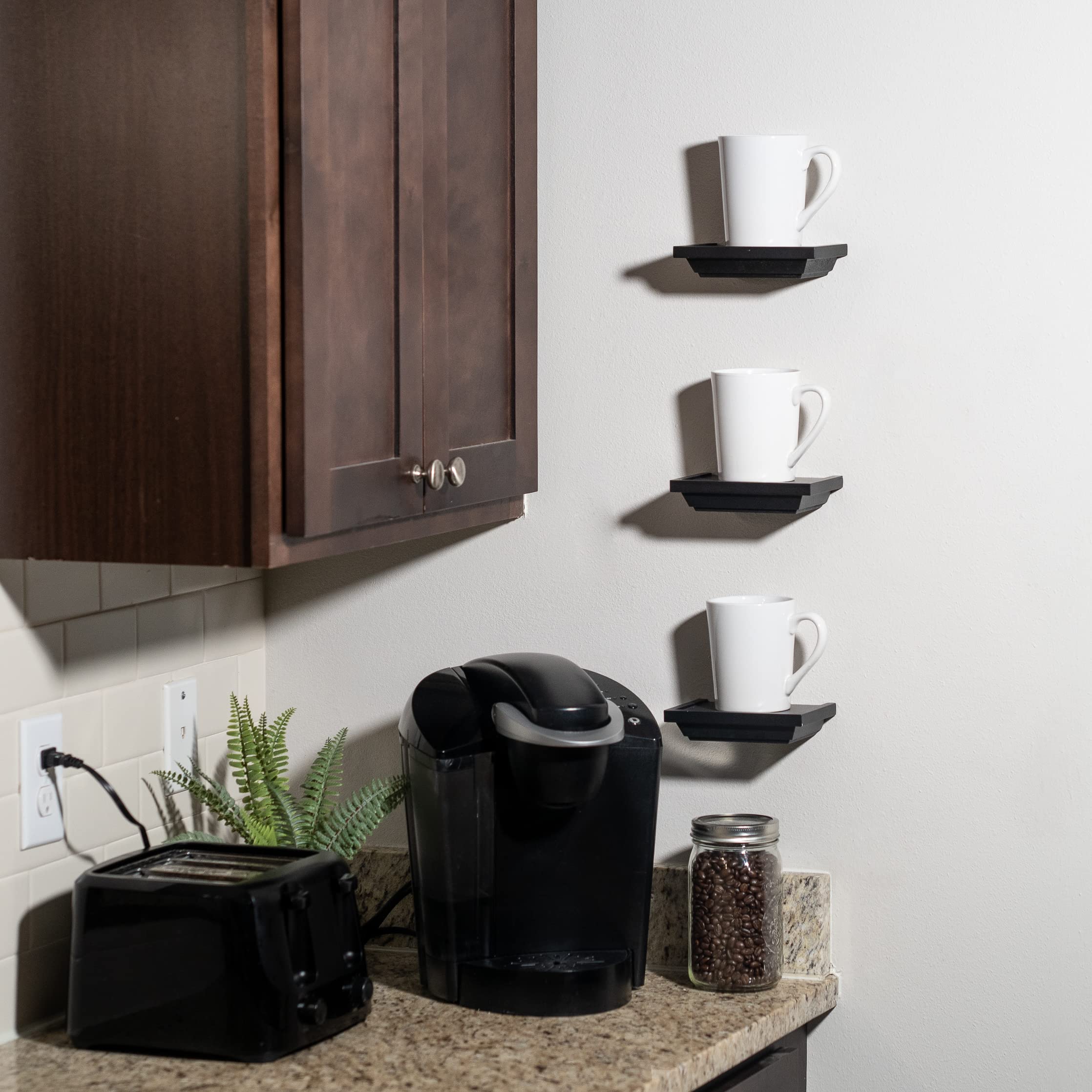 3-Pack Floating Wall Shelves Set - Small Decorative Shelves for Bathroom, Living Room, Kitchen, Bedroom & Office - 6x4 Inches Black Wall Mounted Shelves - Perfect for Organizing Essentials, Displaying Decor & Saving Space