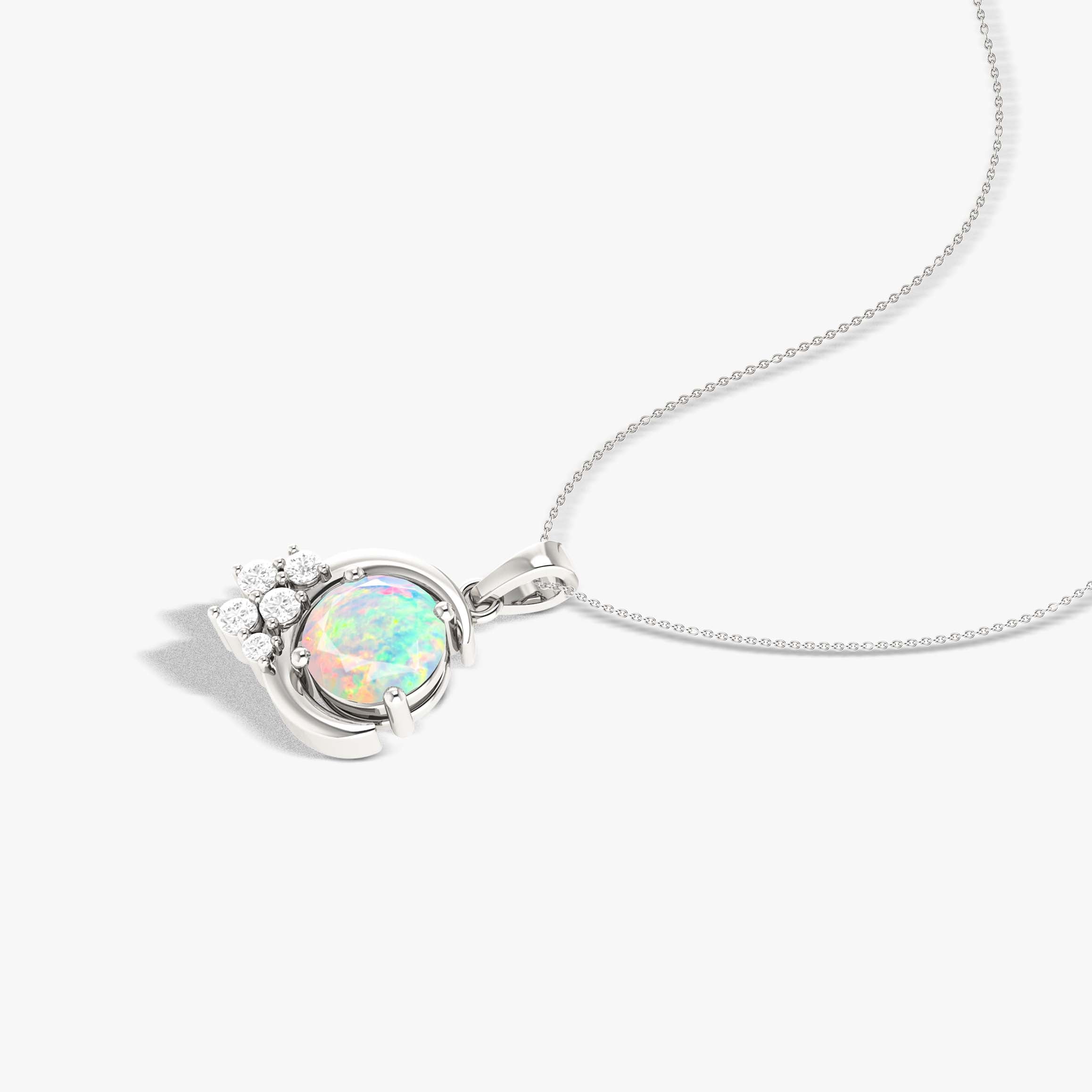 Natural White Opal Moon Charm Pendant Necklace - Elegant Bohemian Jewelry for Women, Perfect for Yoga, Meditation & Spiritual Healing | Moonstone Crystal Necklace Gift for Her