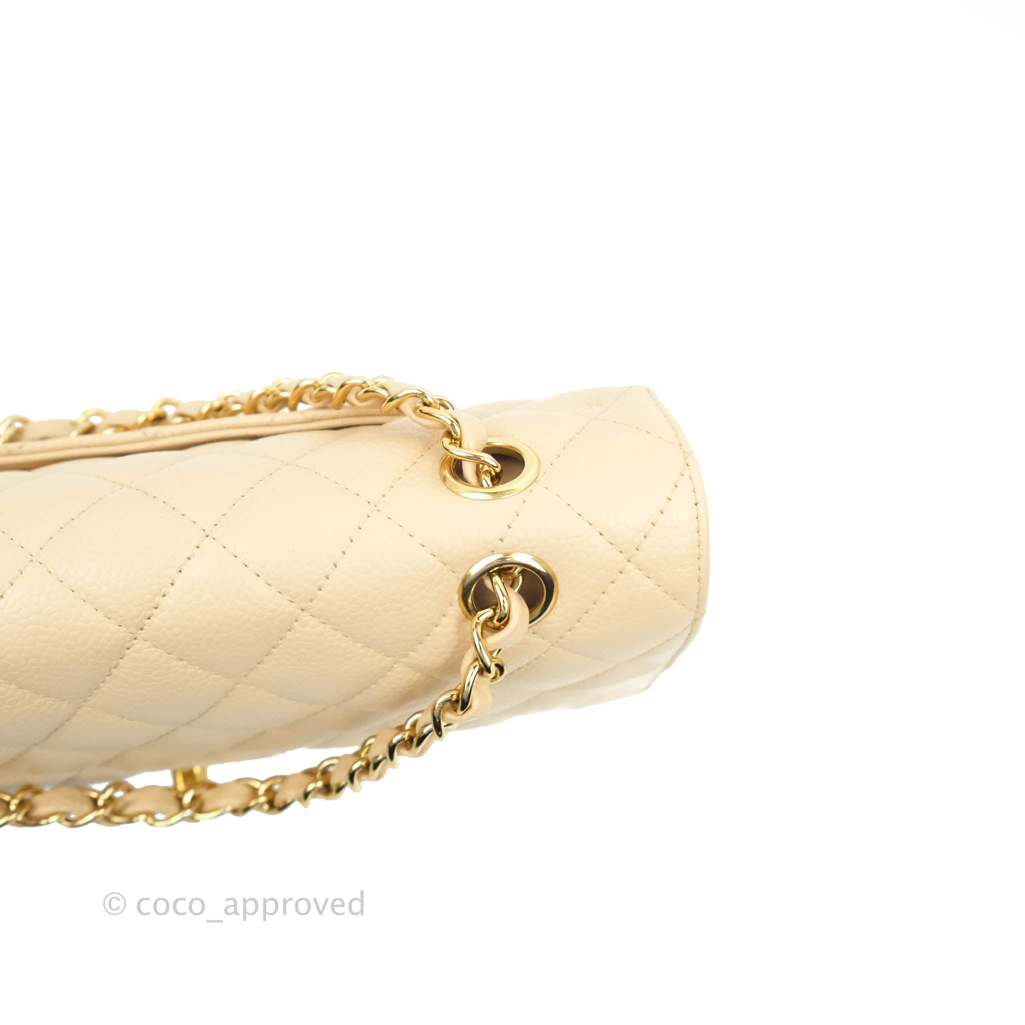 Chanel Classic Medium Double Flap Bag in Beige Caviar Leather with Gold Hardware - Luxury Designer Handbag for Women, Perfect for Work, Evening Events & Special Occasions