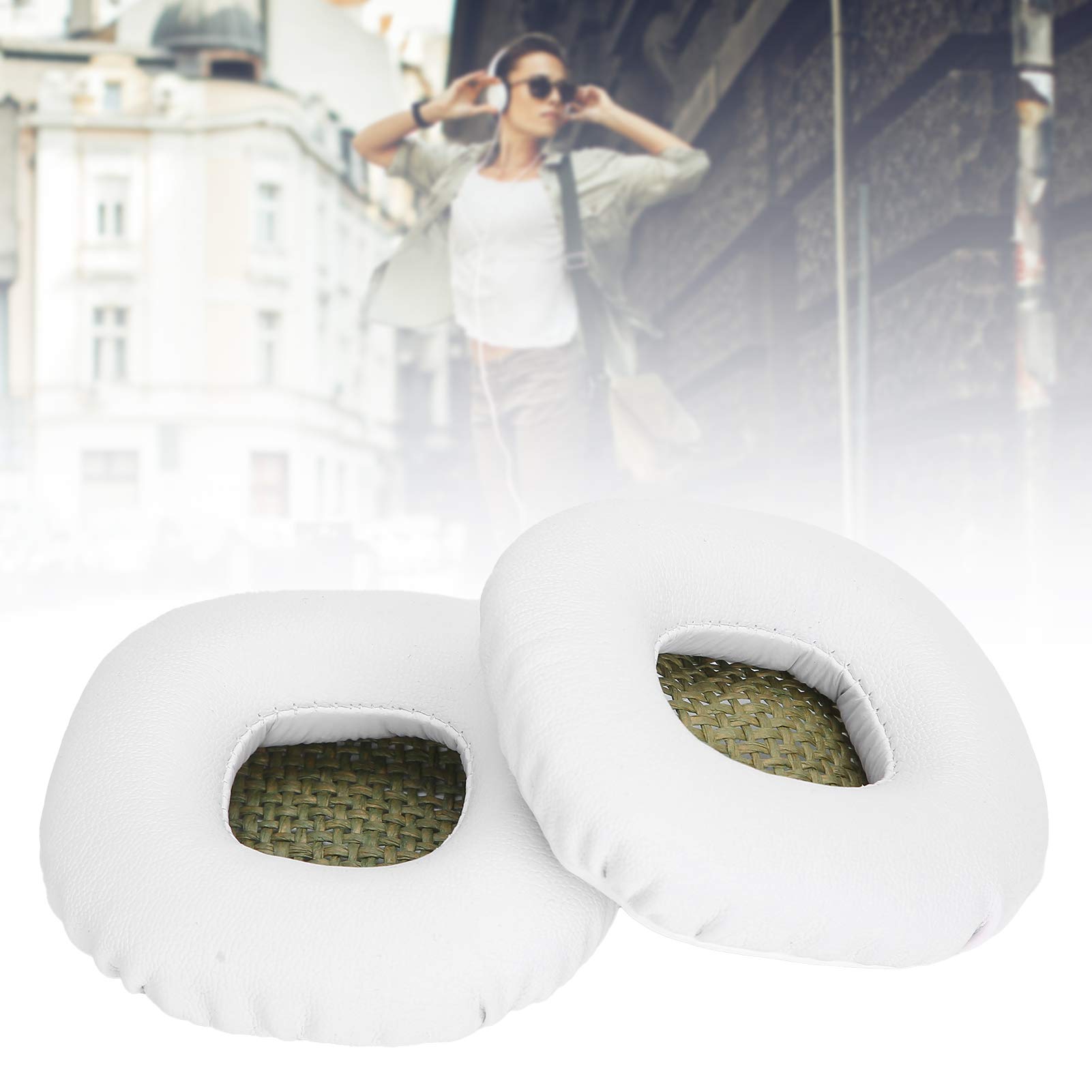Noise Cancelling Memory Foam Ear Cushions - Soft Replacement Ear Pads for Major Headphones (White) - Perfect for Gaming, Music & Office Use