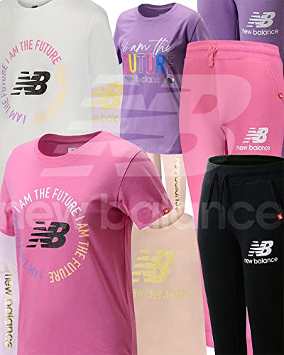 New Balance Girls' Jogger Set - Short Sleeve Performance T-Shirt & Sweatpants Outfit (Size 7-16) | Athletic Wear for Running, Gym & Casual Play