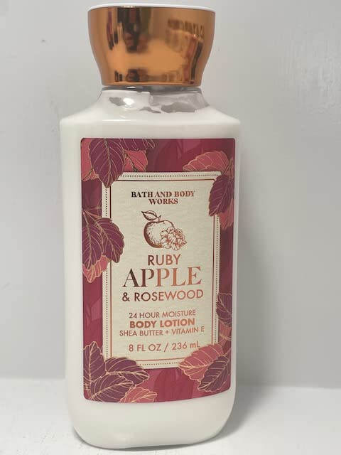 Bath & Body Works Ruby Apple & Rosewood 24-Hour Moisturizing Body Lotion - 8 oz Full Size - Long-Lasting Hydration for Dry Skin - Perfect for Daily Use & Nighttime Skincare Routine