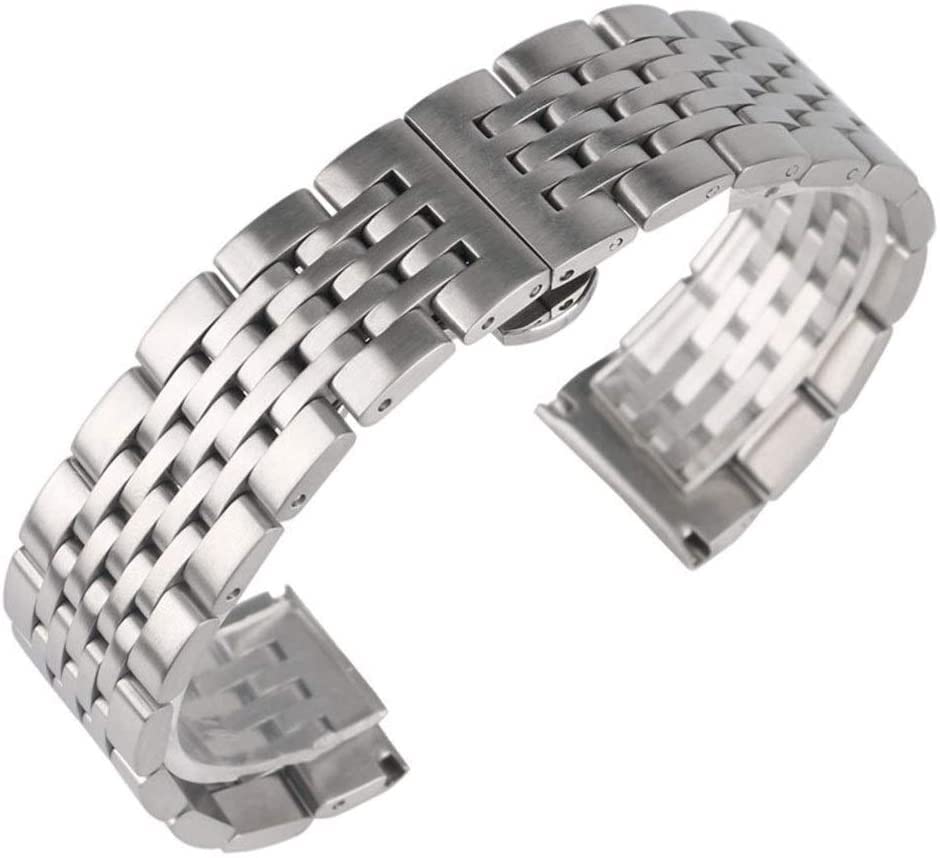 Stainless Steel Watch Band 20/22/24mm - Silver Link Bracelet for Men & Women - Replacement Strap with Spring Bars - Perfect for Dress & Casual Wear