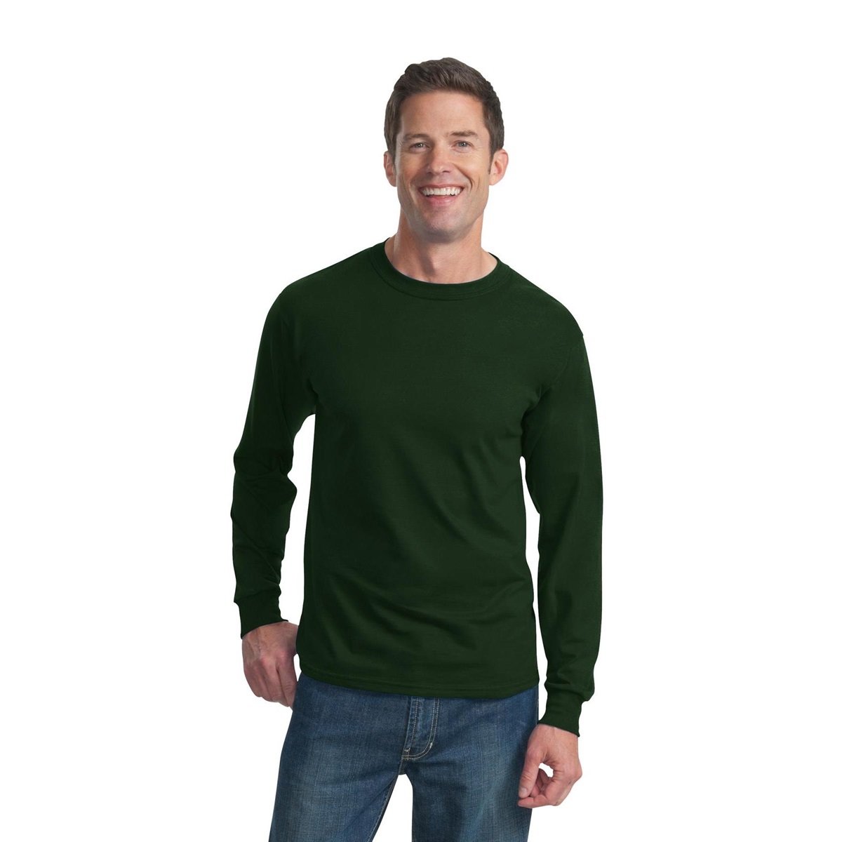 Fruit of the Loom Men's Long Sleeve Asymmetrical Collar Shirt - Casual Button Down Top for Work, Office & Everyday Wear