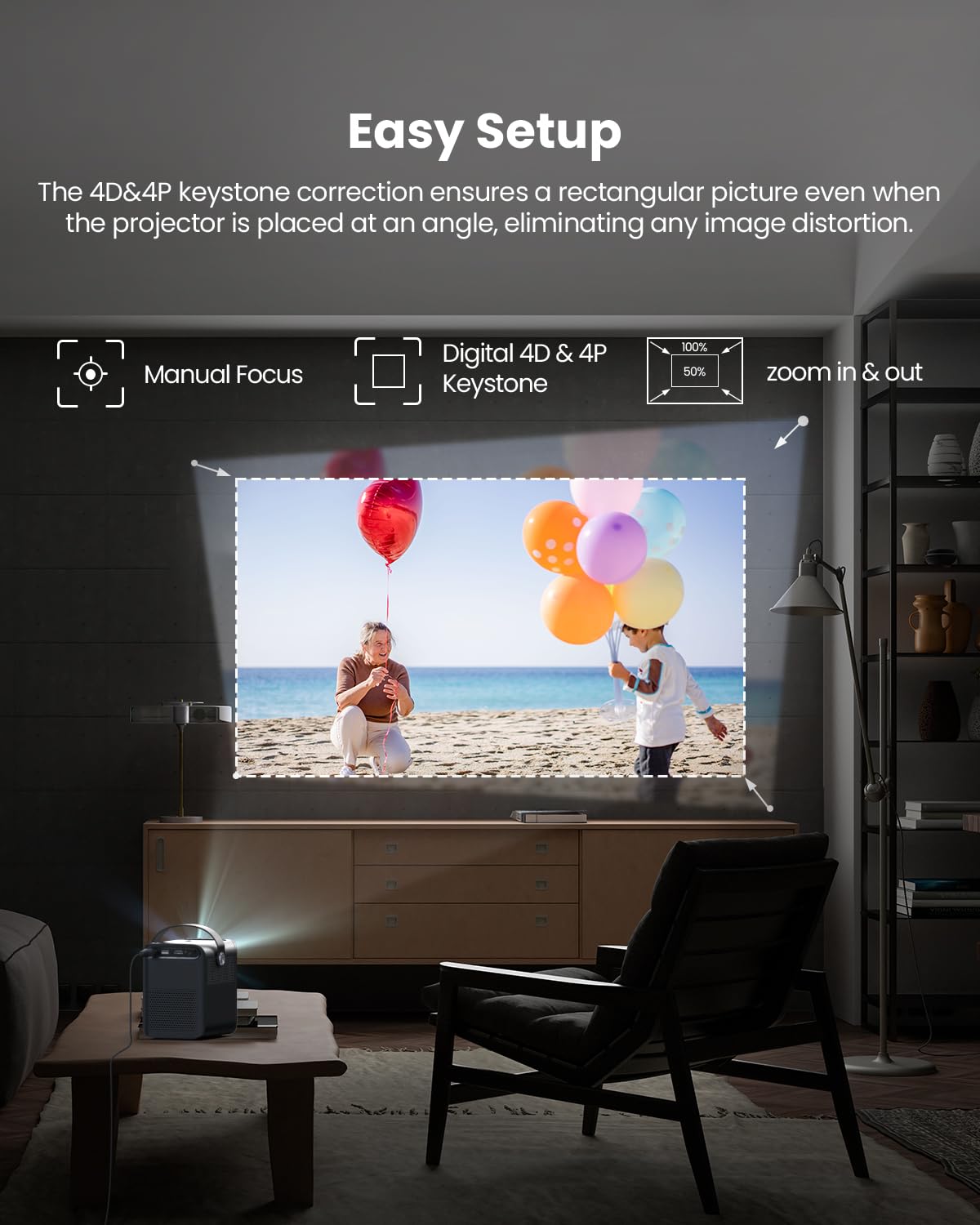 ETOE D2 Pro Smart Projector 1080P Full HD with Android TV 10.0 | Netflix-Certified Streaming | 5G WiFi & Bluetooth | Wireless Chromecast | Compatible with iOS, Android, HDMI & Fire TV Stick | Home Theater & Outdoor Movie Night Projector