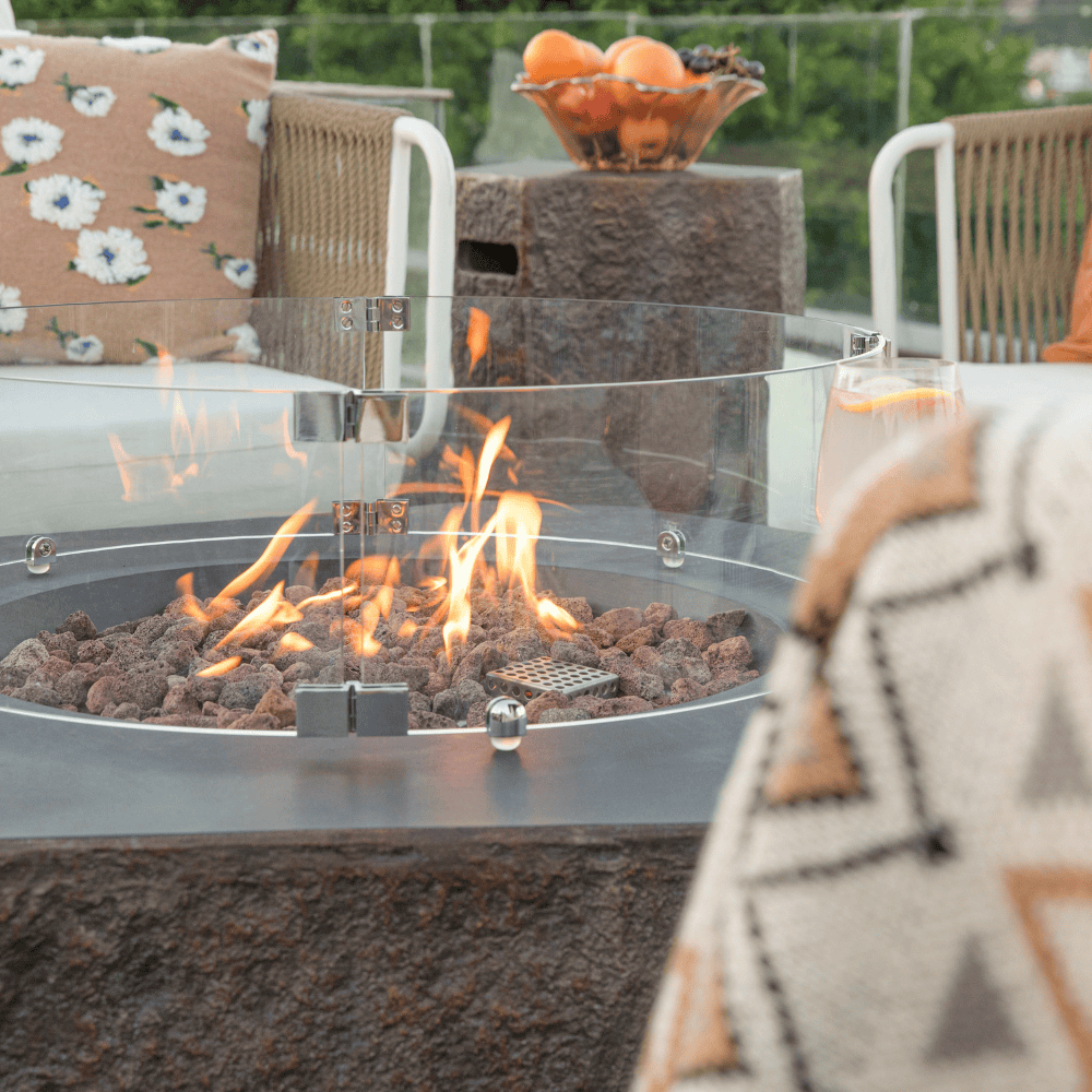 Columbia Outdoor Concrete Fire Table - Weather-Resistant Patio Heater for Backyard, Garden & Deck - Perfect for Camping, BBQ & Relaxing Evenings