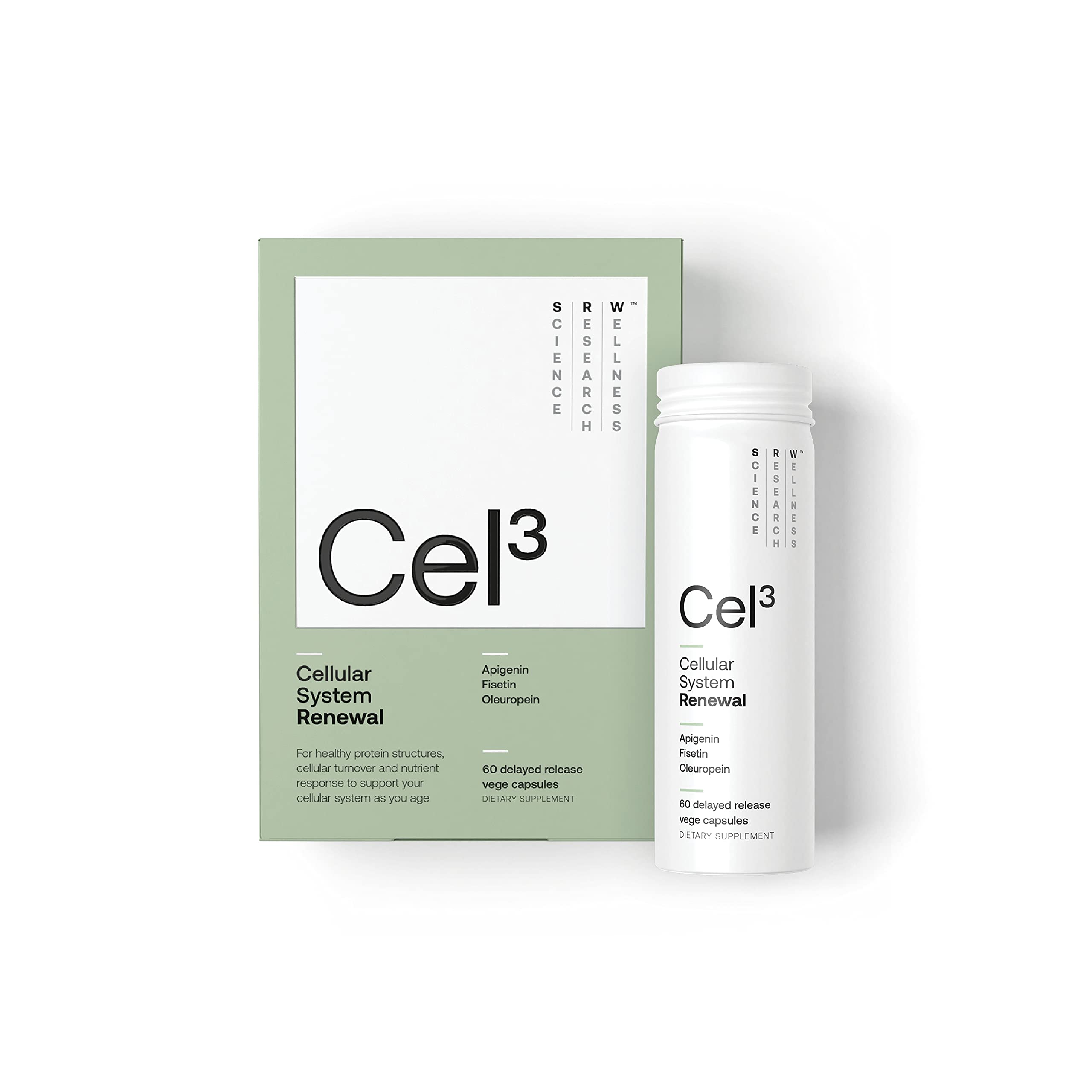 SRW Cel³ Renewal 60 Capsules - Stem Cell Supplement with Fisetin, Apigenin & Oleuropein | Supports Youthful Cell Function, Cellular Renewal & Healthy Aging | Anti-Aging Supplement for Men & Women | Daily Wellness & Longevity Support