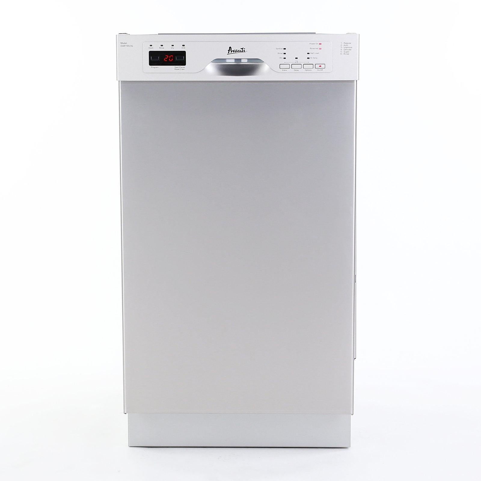 Avanti DWF18V3S 18 Inch Built-In Dishwasher - Stainless Steel, Energy Star Certified, Ultra Quiet for Open Kitchen & Small Space Homes