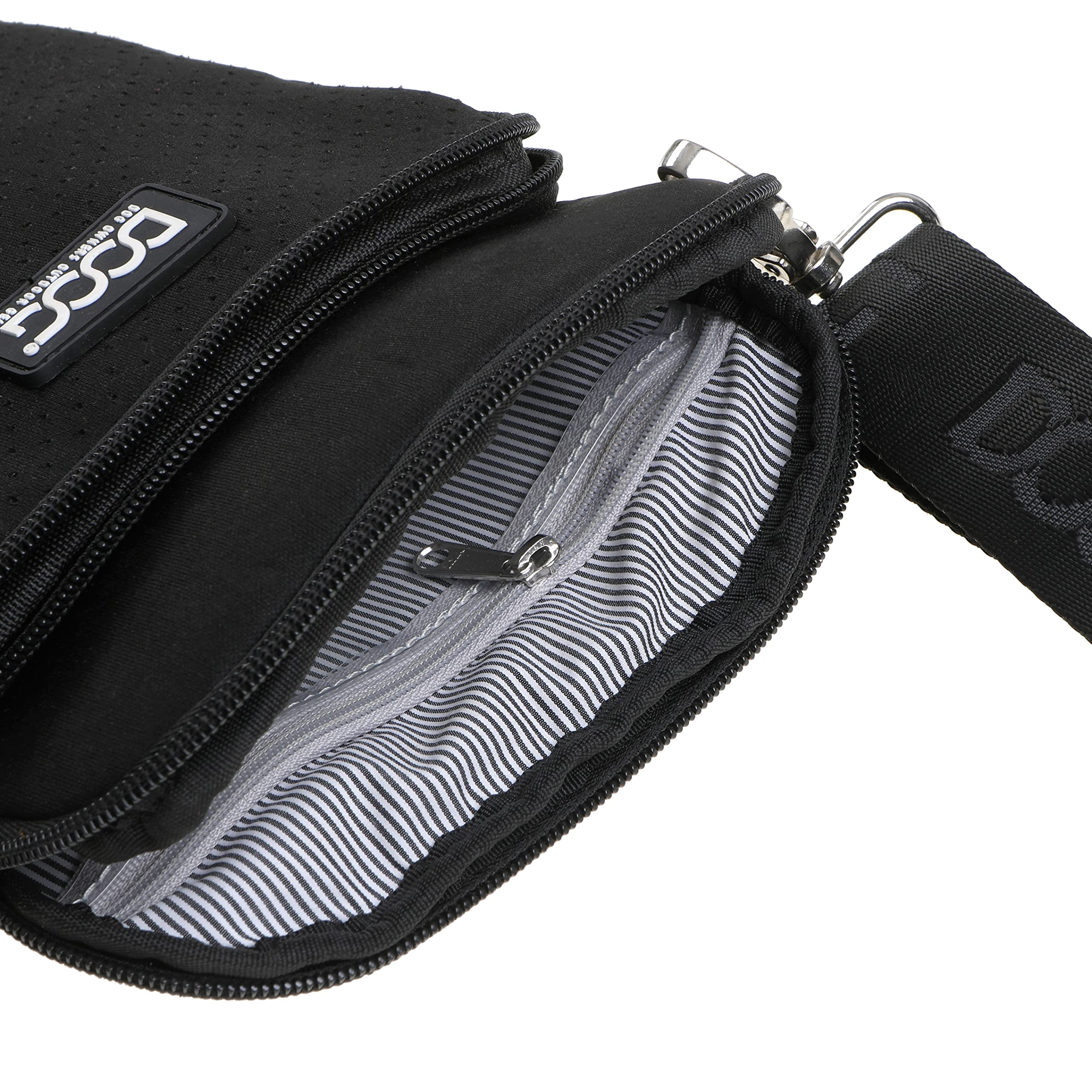DOOG Adjustable Shoulder Bag for Dogs - Hands-Free Walkie Bag with Poo Bag Compartment - Perfect for Hiking, Running & Outdoor Adventures (Black)
