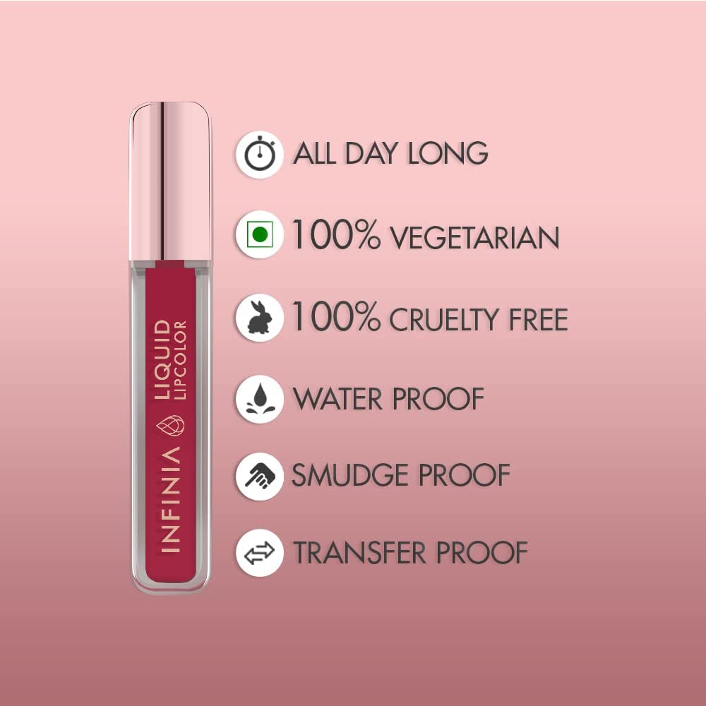 INFINIA Long-Lasting Liquid Lipstick - M-01 Velvet Matte Lip Color | Waterproof & Smudge-Proof | Perfect for Parties, Date Nights & Everyday Wear