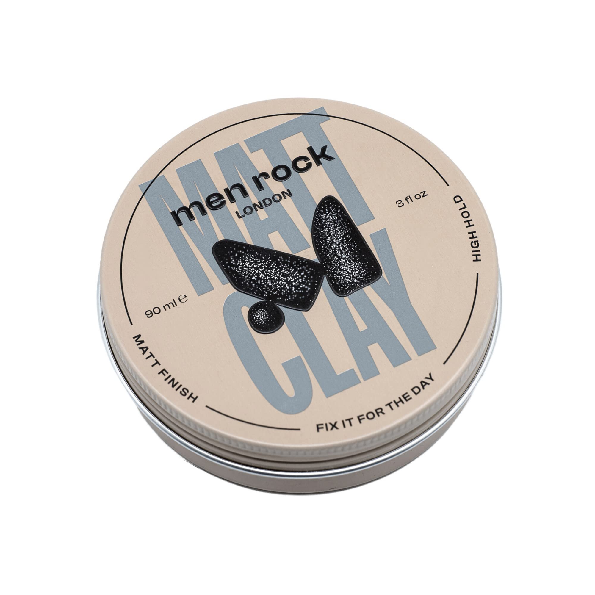 Men's Rock Matt Clay - 90ml Strong Hold Hair Styling Product with Matte Finish for Thicker, Fuller Hairstyles | Enriched with Nourishing Cocoa Butter, Sunflower & Almond Oils | Perfect for Everyday Styling, Textured Looks & Professional Grooming