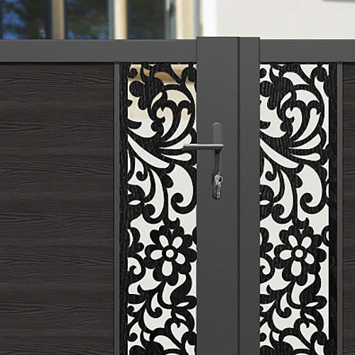 Classic Eden Straight Top Driveway Gate - Dark Oak Finish with Middle & End Screen | Durable & Stylish Driveway Entrance for Homes & Estates