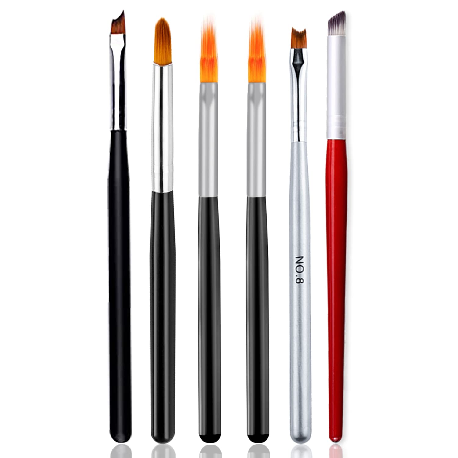 **DANNEASY 6Pcs Nail Brush Set - Acrylic Nail Art Brush, Ombre Brush, Oblique Head French Tips Brush, Nail Painting Pen & Gradient Brushes for Professional Nail Design | Perfect for Salon, DIY Manicure & Nail Art Enthusiasts**