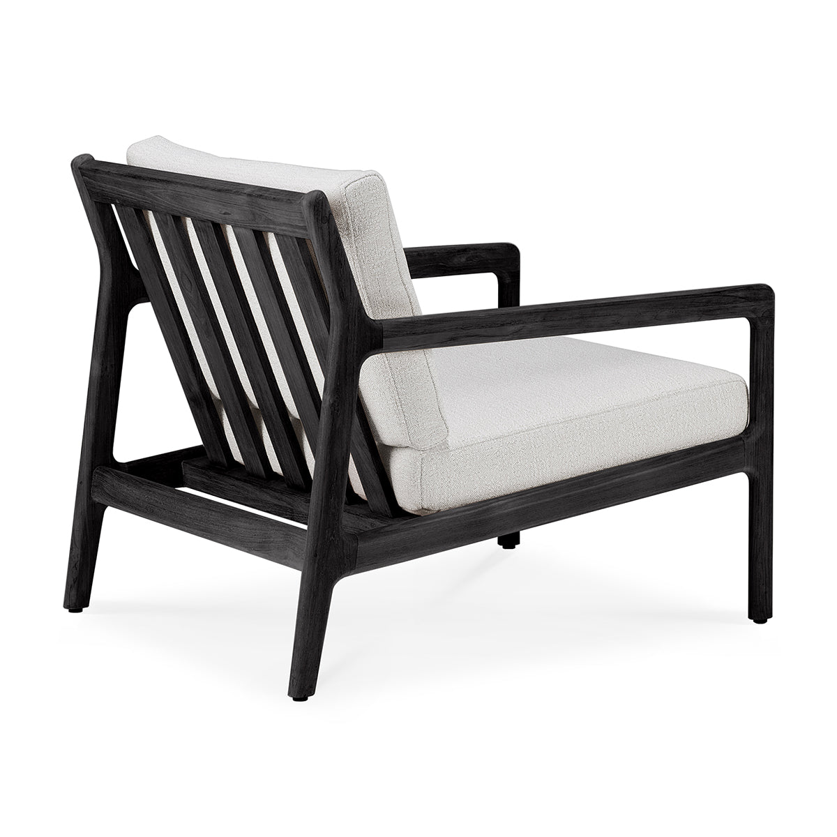 Premium Outdoor Fabric Lounge Chair - Teak Black & Off White - Durable & Weather-Resistant for Patio, Garden, Poolside Relaxation