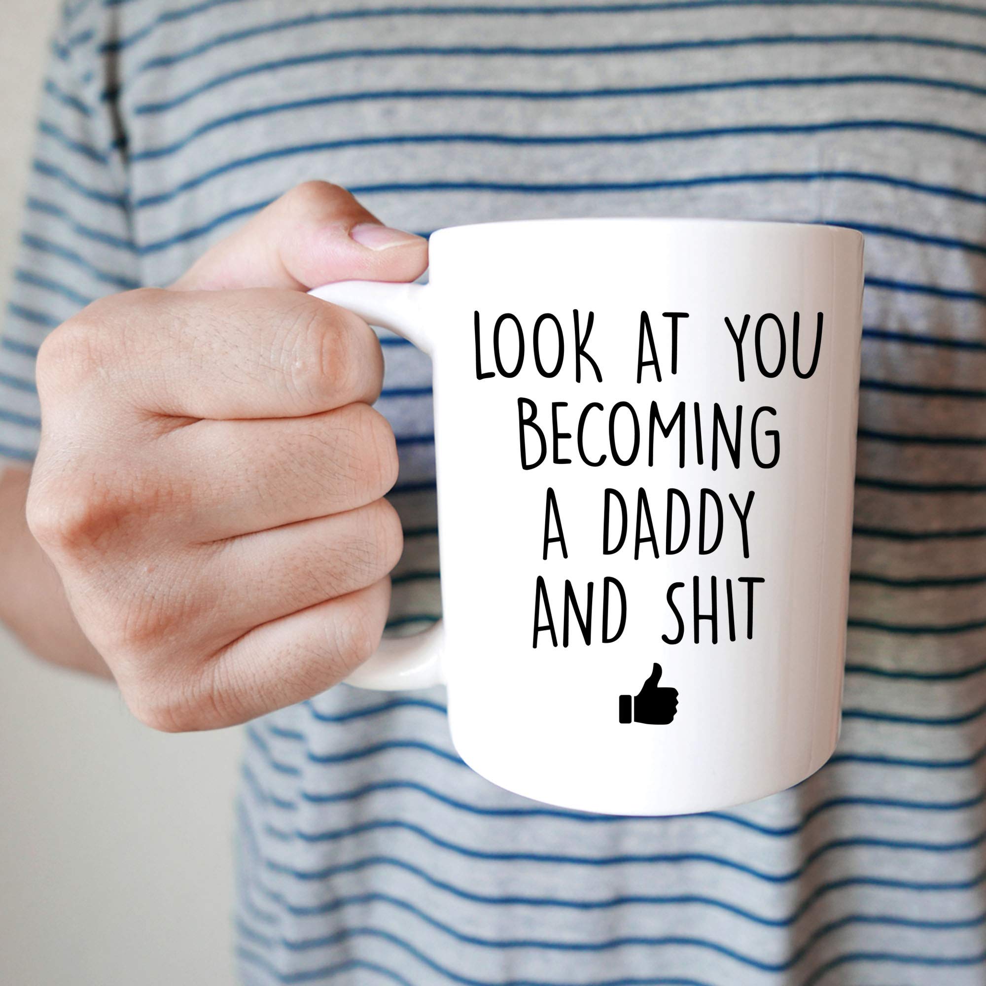 YouNique Designs 'Promoted to Daddy' Pregnancy Announcement Mug - 11oz Coffee Cup for Expecting Fathers - Perfect Gift for Husband & Dad-to-Be - Ideal for Gender Reveal, Baby Shower & First-Time Father Surprise