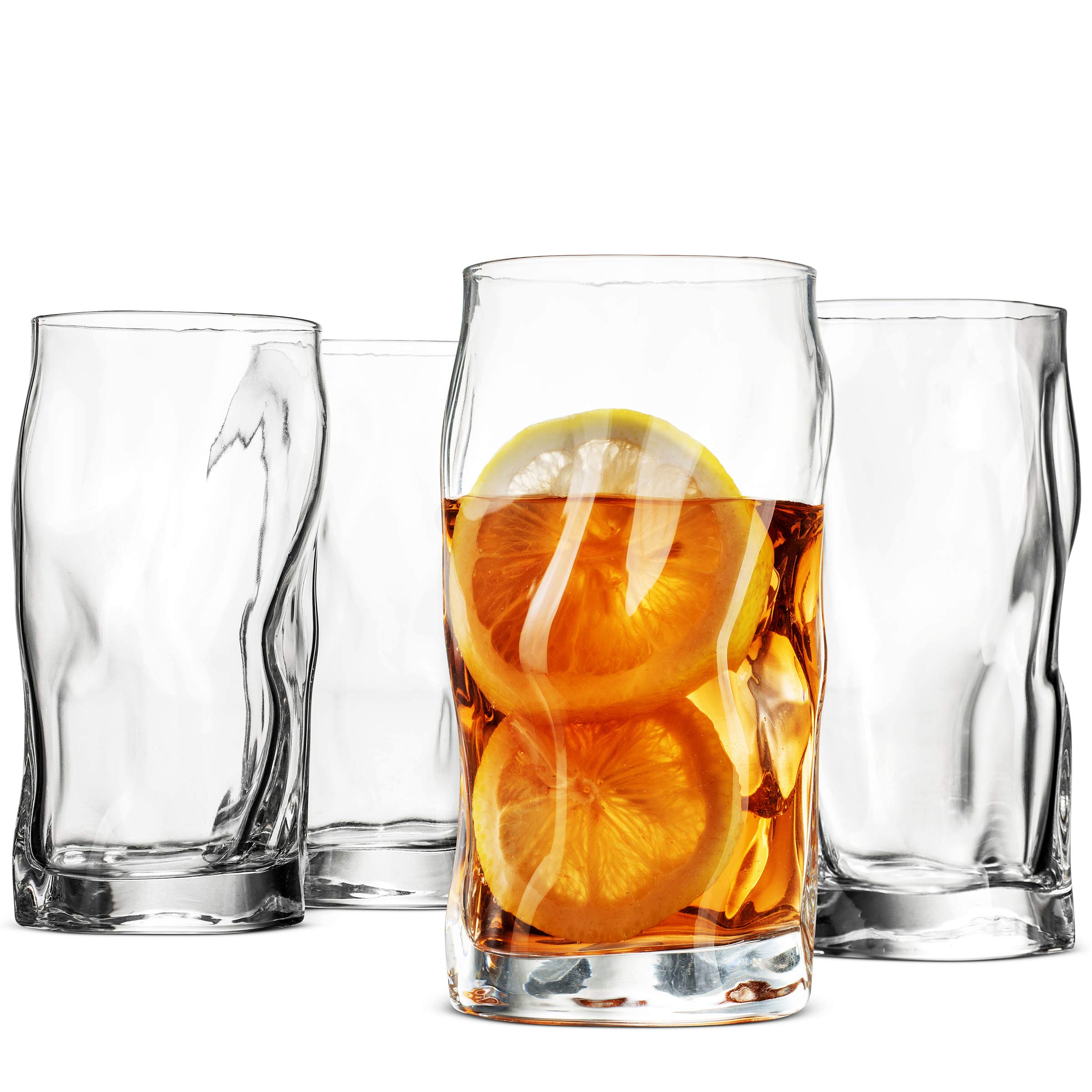 Bormioli Rocco Sorgente 4-Piece Highball Glass Set - Crystal Clear Italian Barware for Bourbon, Scotch, Water & Juice - Perfect for Home Bars, Cocktail Parties & Everyday Use