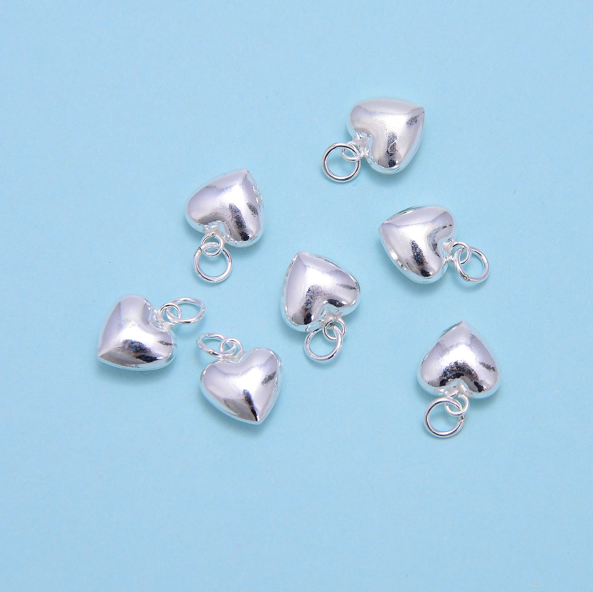 925 Sterling Silver Heart Pendant Charm - 10x11mm (2Pcs/Bag) - Perfect for Necklaces, Bracelets & DIY Jewelry Making