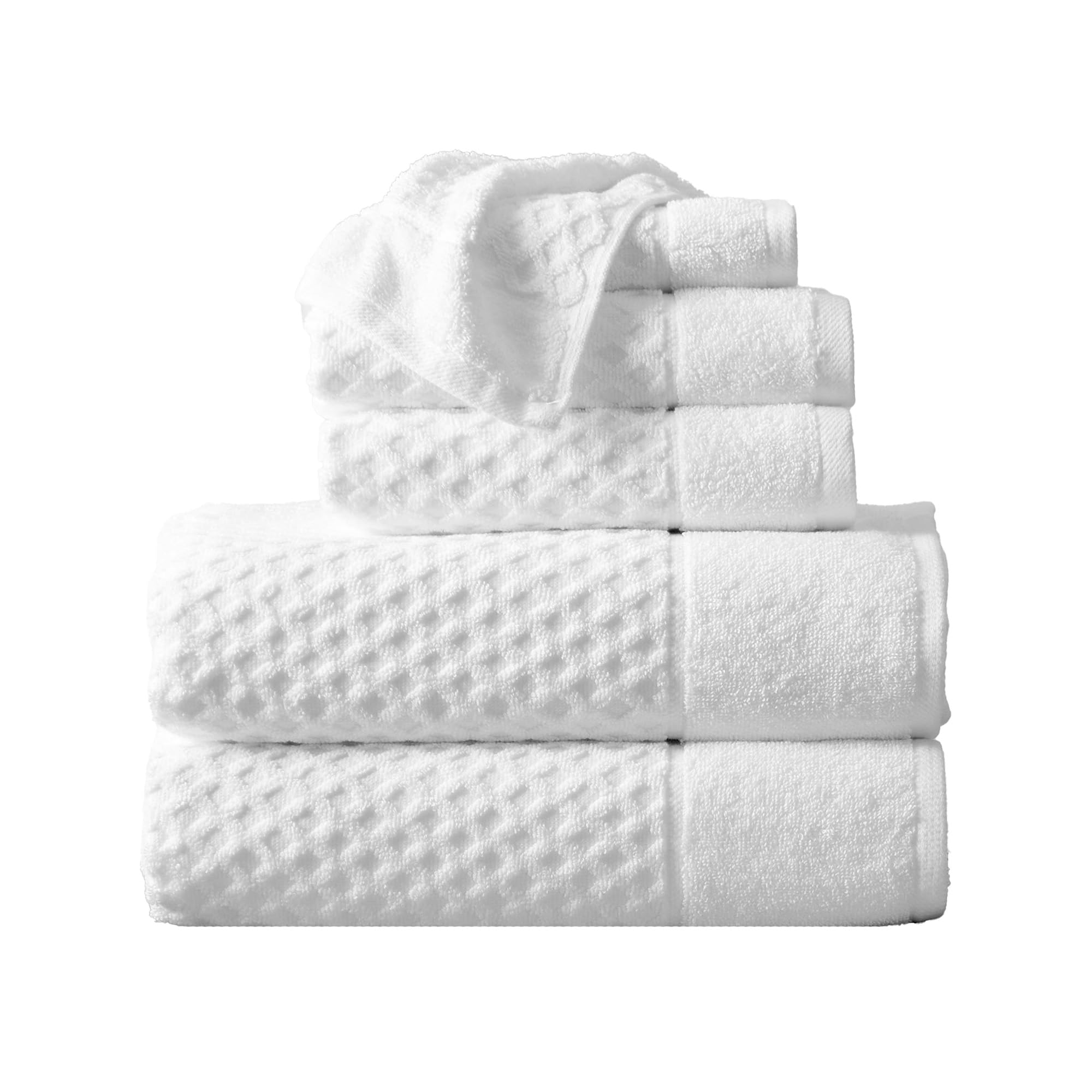 Premium 6-Piece White Bath Towel Set - 100% Cotton Soft & Absorbent Bath, Hand Towels & Washcloths | Quick-Drying, Durable Luxury Towels for Spa, Hotel & Home Bathroom Essentials