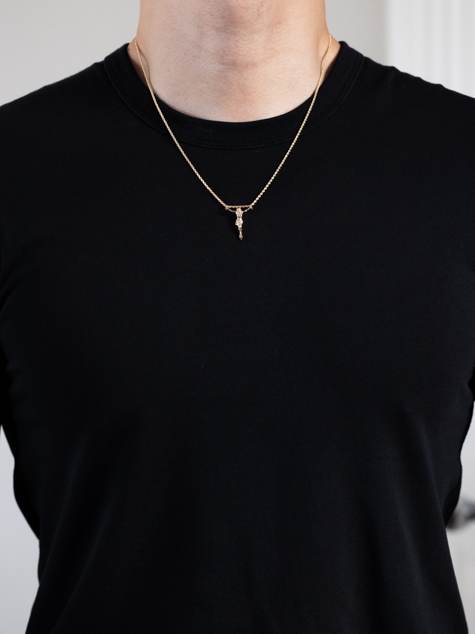 1202 Gold Jesus Christ Crucifix Pendant Necklace - Religious Jewelry for Men & Women - Perfect for Church, Baptism, and Daily Wear