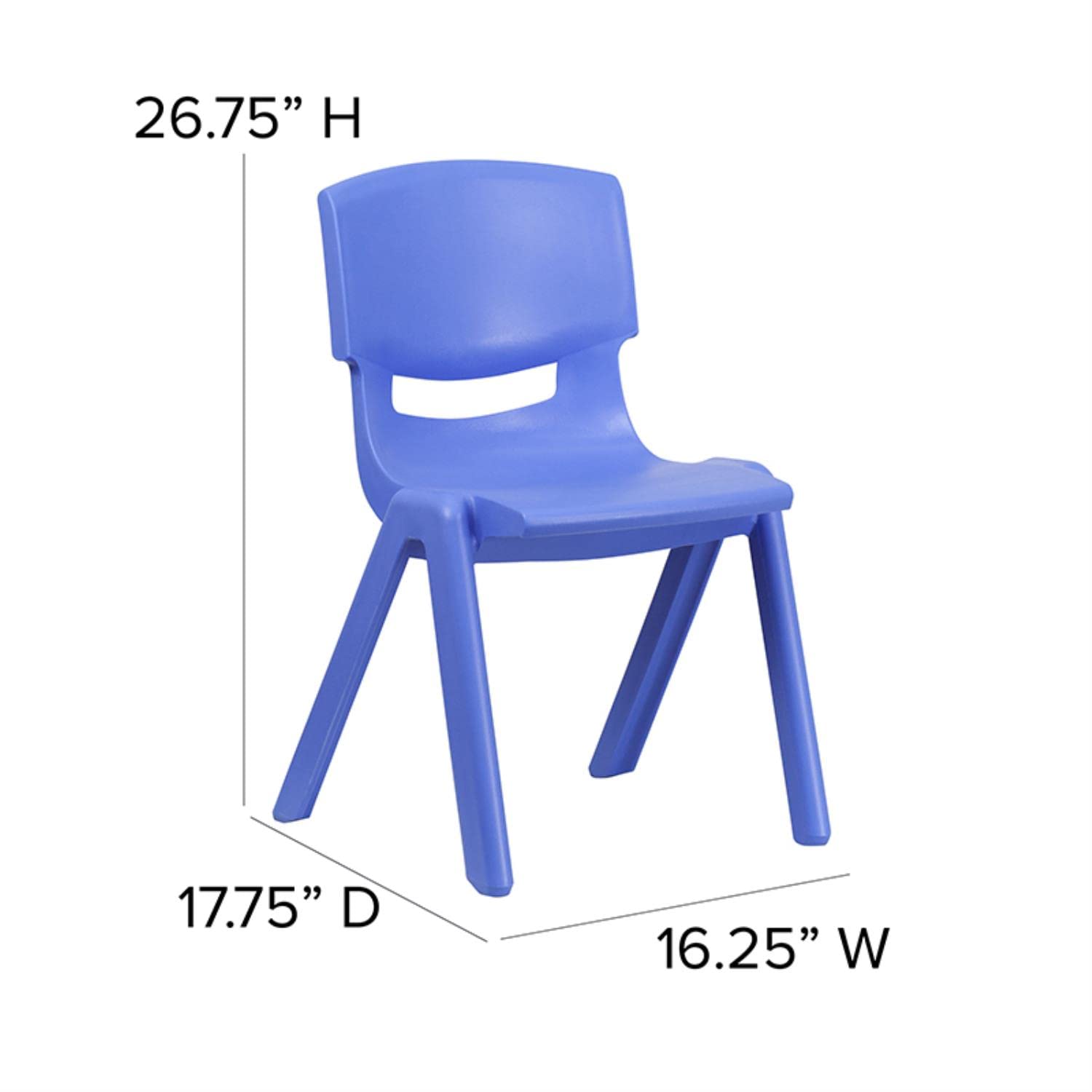Flash Furniture Whitney 2-Pack Blue Plastic Stackable School Chairs - 15.5