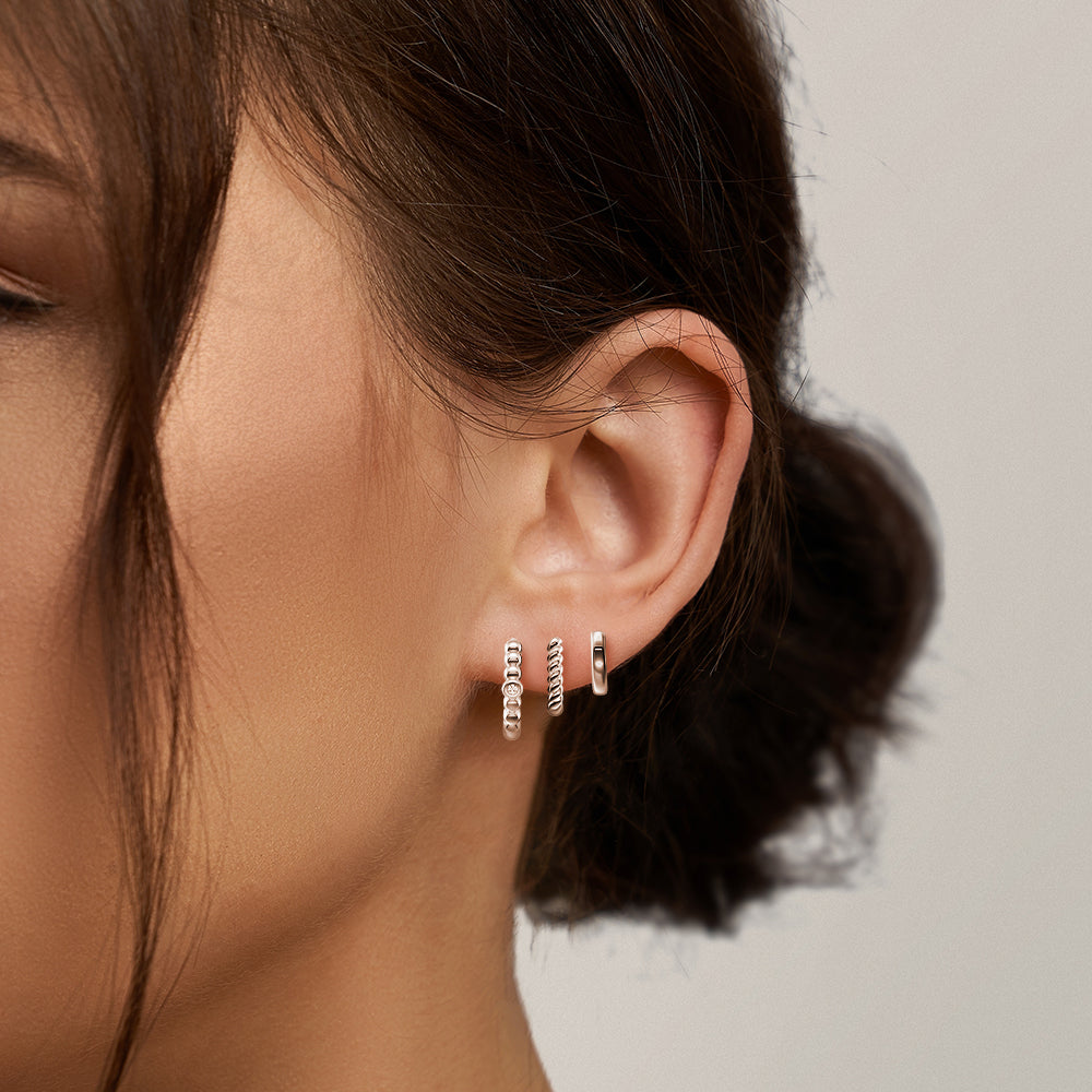 Lab Grown Diamond Triple Stack Hoop Earrings Set - Elegant 14K Gold Layered Earrings for Women | Perfect for Parties, Weddings & Everyday Wear