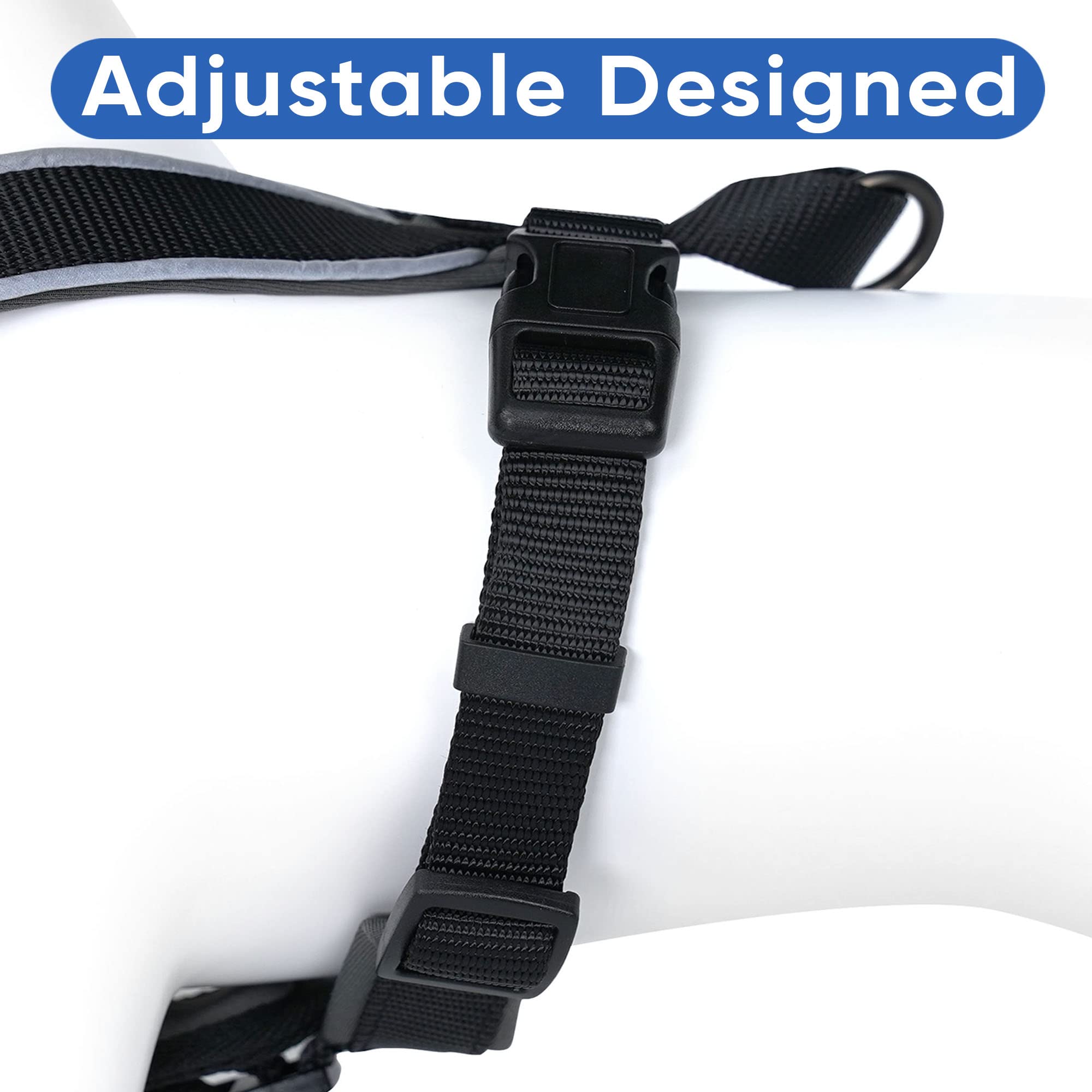 **Pawtitas Reflective Padded Dog Harness - Comfortable & Adjustable for Walking, Running, Hiking - Medium Black Pet Vest for Safety & Control**    *(Perfect for Night Walks, Outdoor Adventures & Training Sessions)*