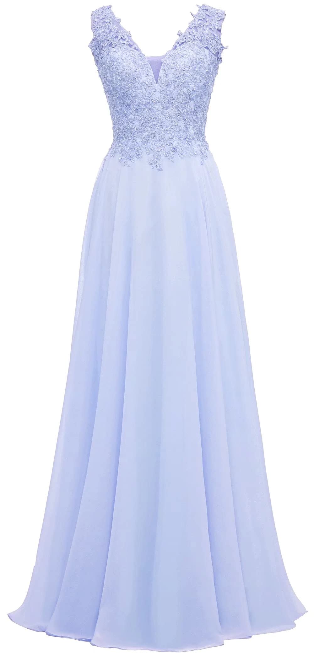 Elegant Lace Chiffon Bridesmaid Dresses for Women - Long V-Neck Formal Gown for Weddings, Prom & Special Occasions | Perfect for Bridal Party, Evening Events & Red Carpet