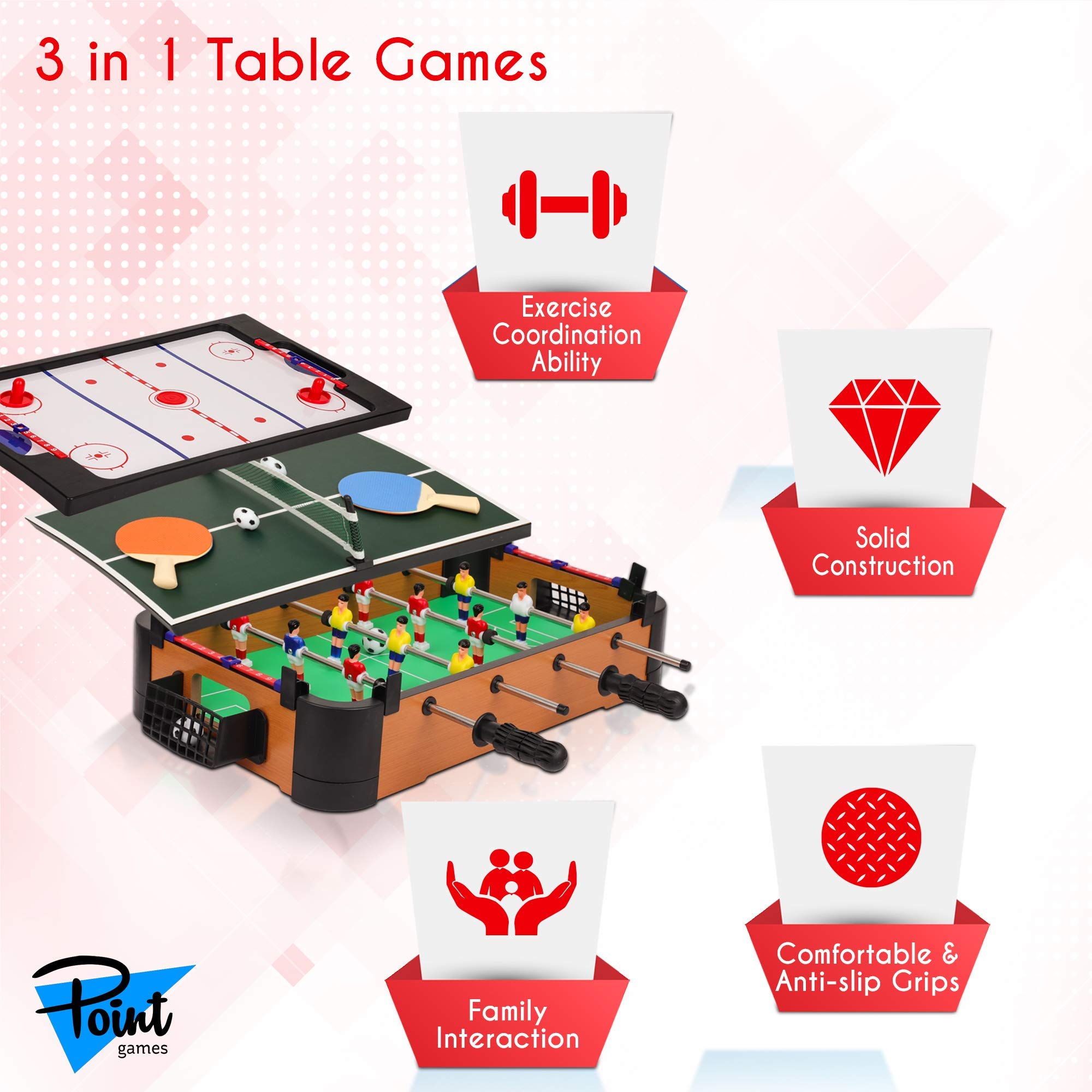 Mini Hockey Table Game for Kids - Fun Arcade Air Hockey Tabletop Game for Boys & Girls Ages 3+, Perfect Birthday Gift & Indoor Family Game Night Activity