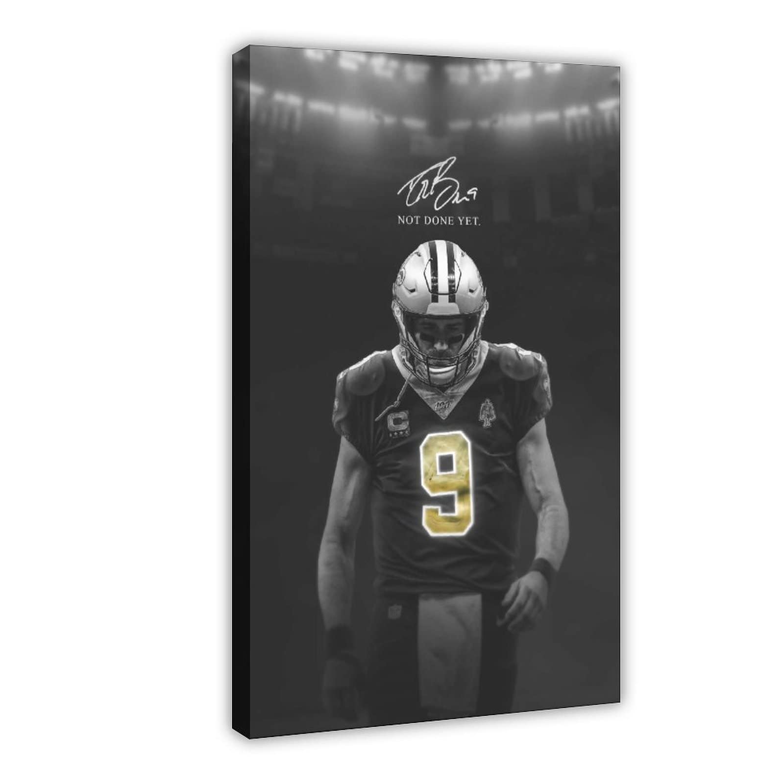 Drew Brees Canvas Sports Poster - 24x36 Inch (60x90cm) Framed Wall Art for Bedroom, Office & Man Cave Decor - Perfect Gift for NFL Fans & Football Enthusiasts