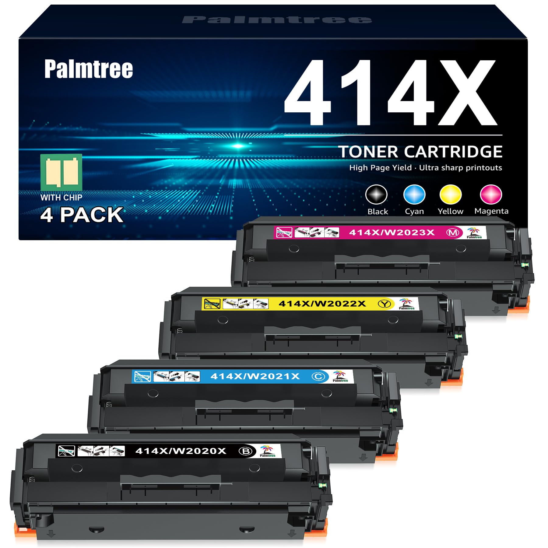 HP 414X 414A Compatible Toner Cartridge Replacement (4-Pack, CMYK) for Color LaserJet Pro MFP M479fdw M479fdn M479dw M454dw M454dn M455dn MFP M480f - High-Yield Printing for Office & Home Use
