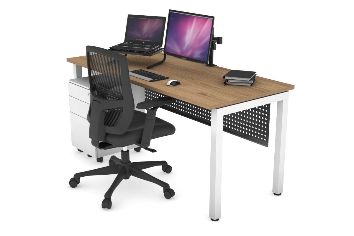 Modern Quadro Square Legs Office Desk 1400L x 700W - Sturdy Workstation for Home Office, Study Room & Small Business Spaces