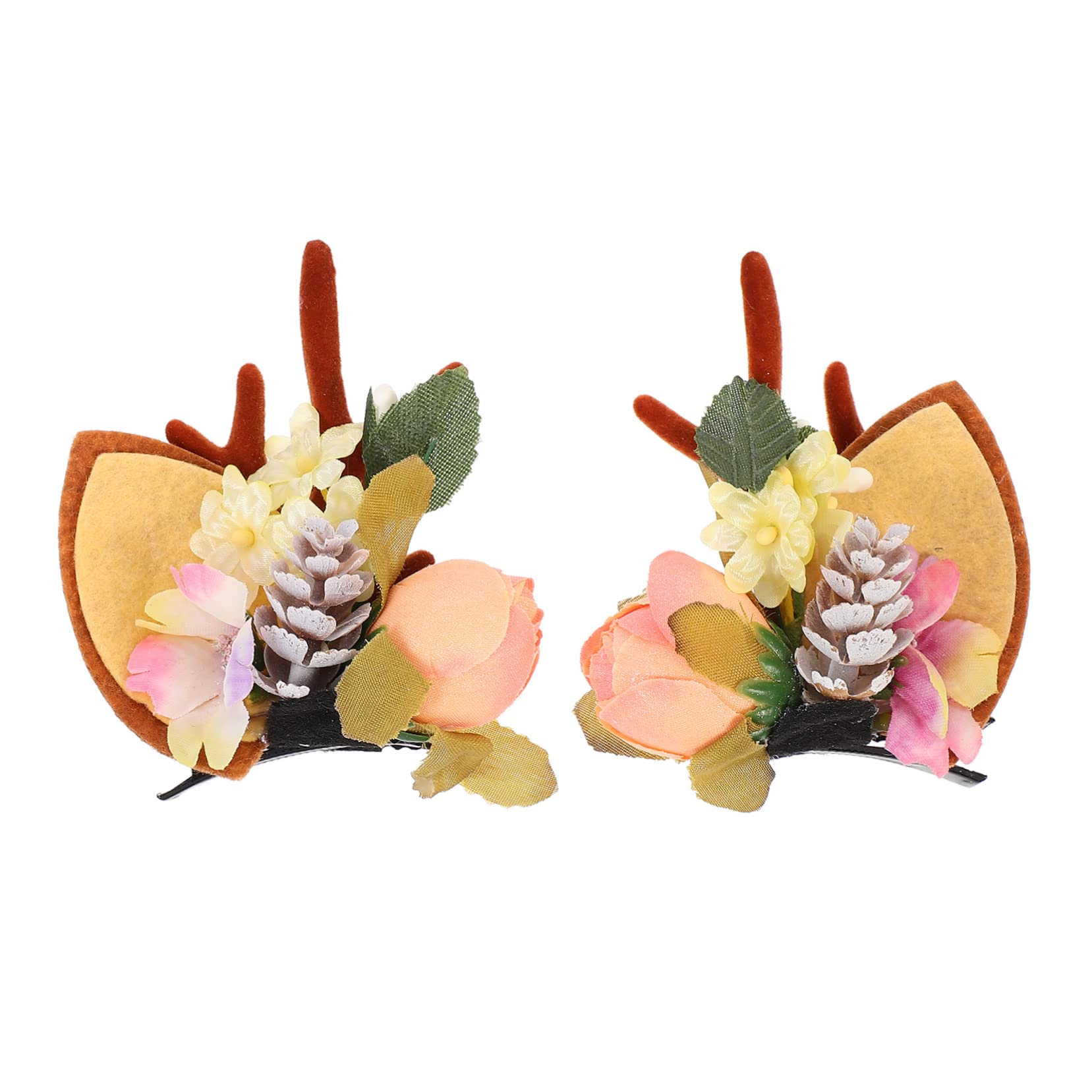 NOLITOY 2-Pack Christmas Reindeer Hair Clips for Girls - Festive Antler Hair Barrettes & Bobby Pins - Cute Holiday Hair Accessories for Christmas Parties, Winter Outfits & School Events