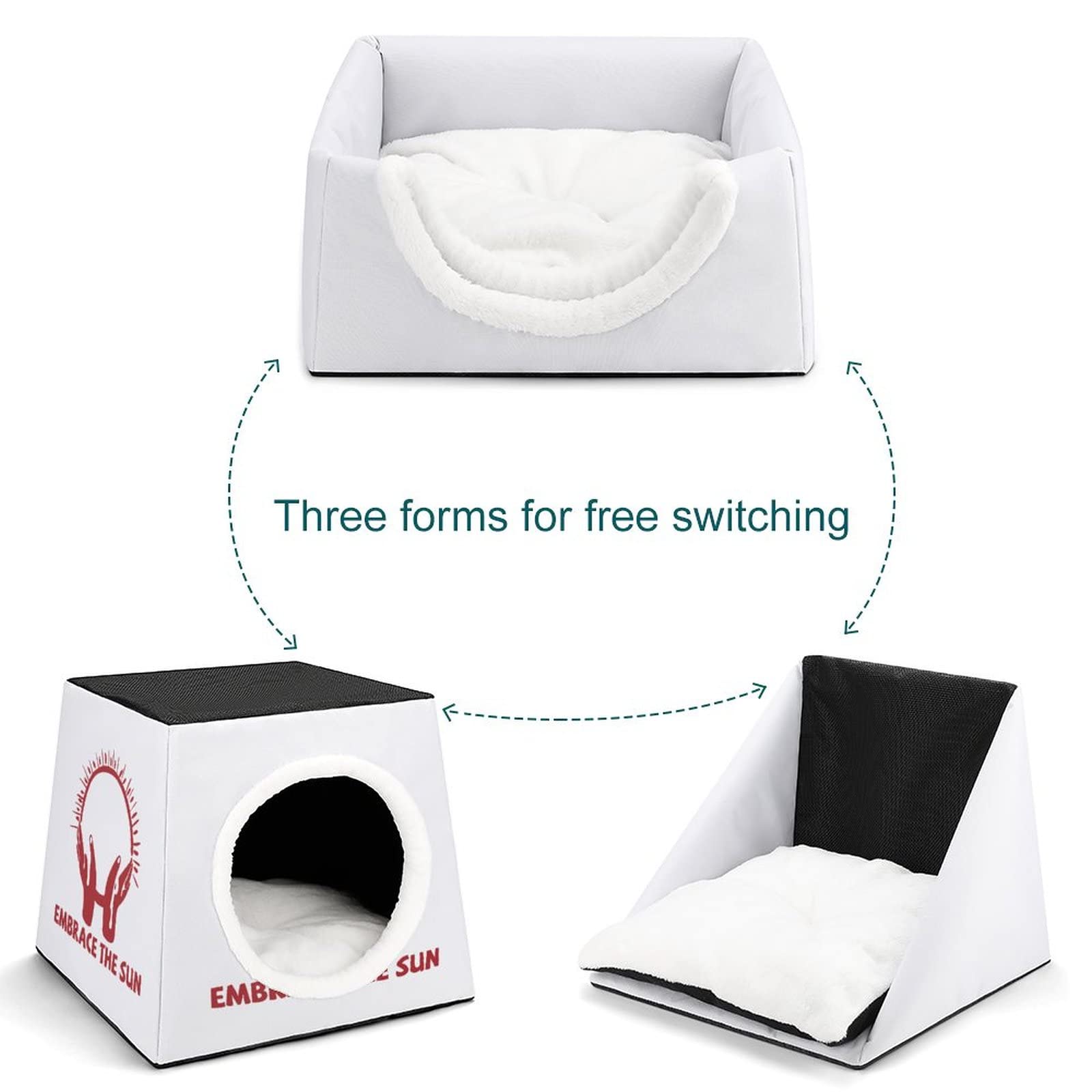 Custom Printed Cat House & Indoor Pet Bed - Cozy Cat Cube Condo with Sunbathing Spot for Kittens & Cats - Perfect for Living Room, Bedroom & Home Decor
