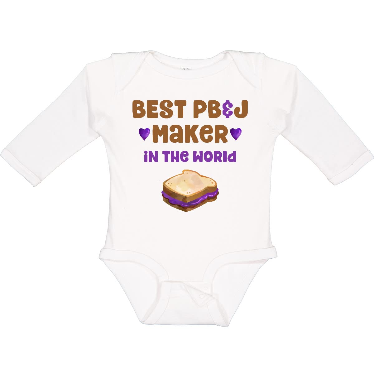 Inktastic World's Best PBJ Maker Long Sleeve Baby Bodysuit - Soft Cotton Onesie for Newborns & Infants - Perfect for Playtime, Family Photos & Everyday Wear