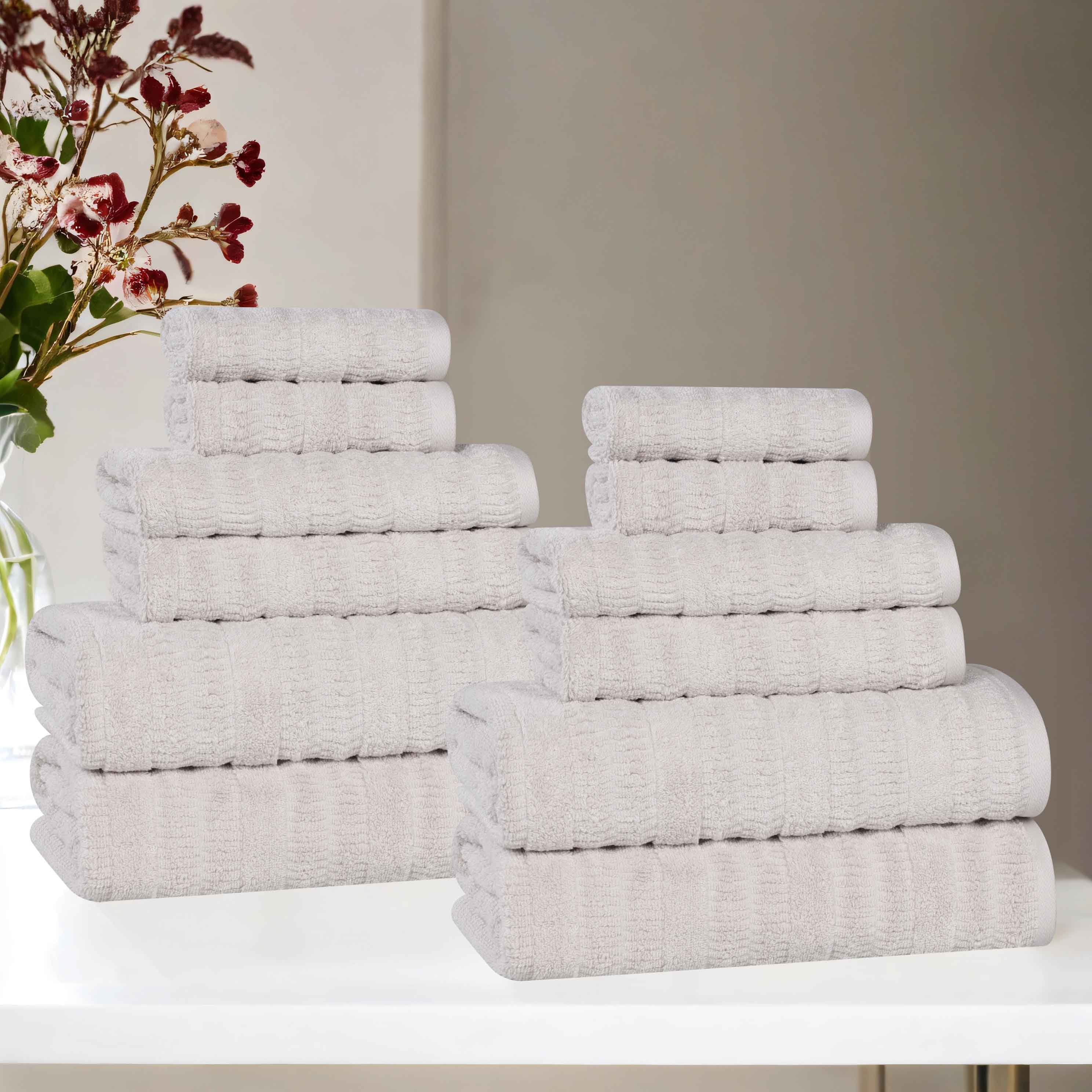 Premium Mika Smart Twist Cotton 12-Piece Towel Set - Ultra Soft, Absorbent & Durable Bath Towels for Spa, Gym, and Luxury Home Use