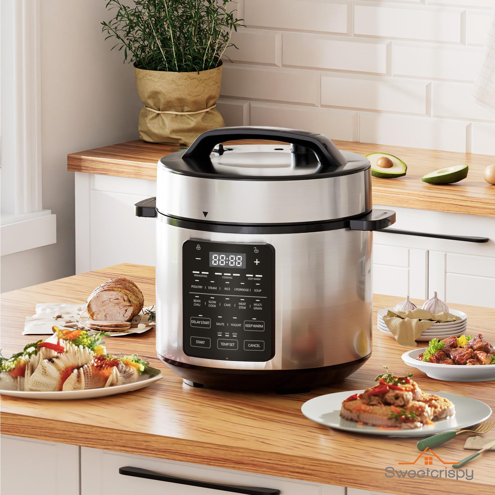 AYMXZTE 9-in-1 Electric Pressure Cooker 6 Quart - Multi-Cooker with Steamer, Yogurt Maker, Warmer, Sterilizer, Saute, Slow Cooker, Rice Cooker & Egg Cooker | Perfect for Meal Prep, Family Dinners & Healthy Cooking