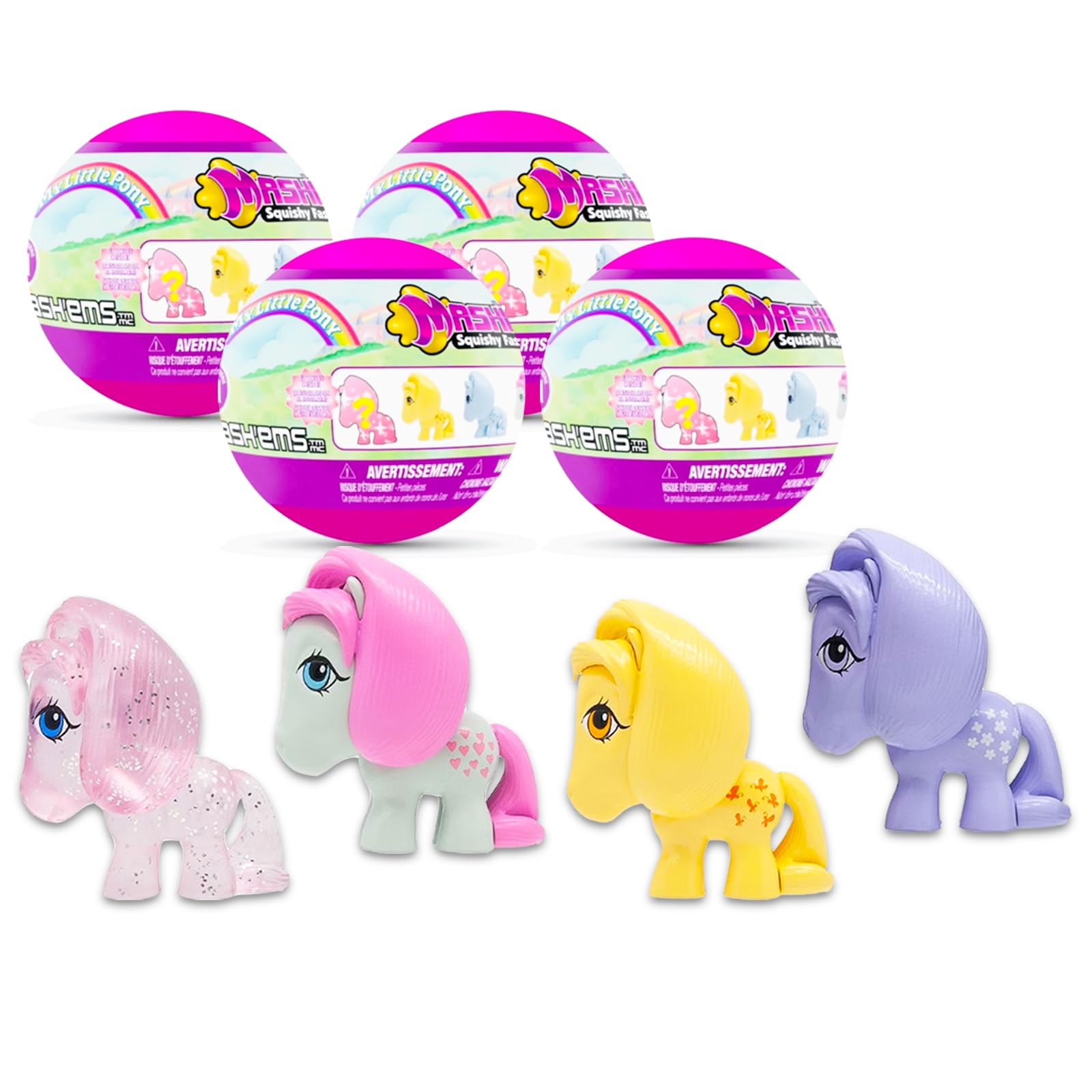 My Little Pony 4-Pack Surprise Fashems Squishy Pops - Cute Collectible Toys for Kids Birthday Gifts & Party Favors