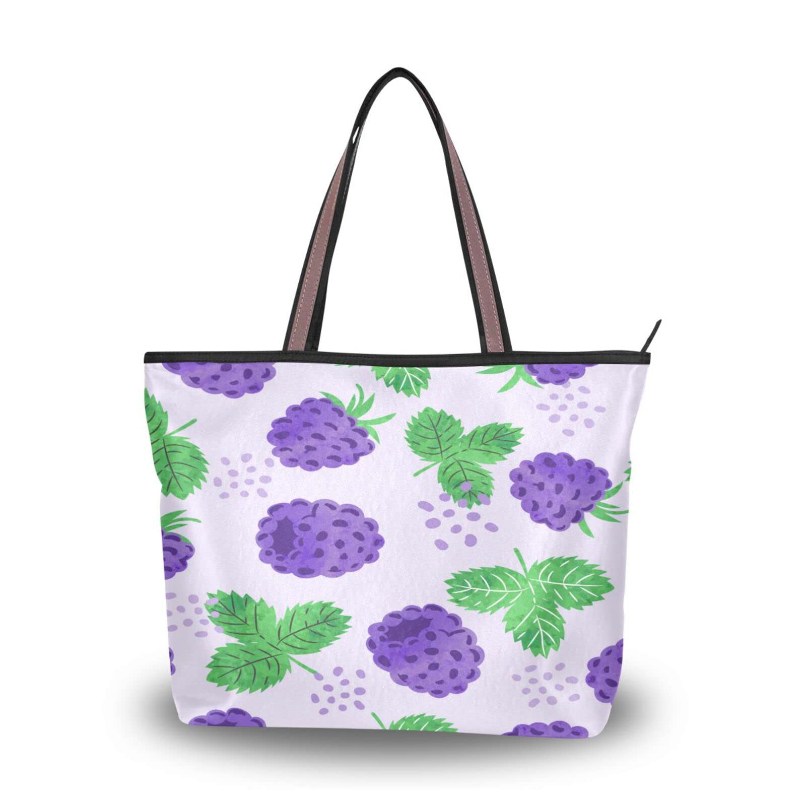 Stylish Watercolor Blackberry Print Tote Bag for Women - Reusable Shoulder Bag, Handbag & Beach Tote - Perfect for Travel, Shopping & Summer Outings