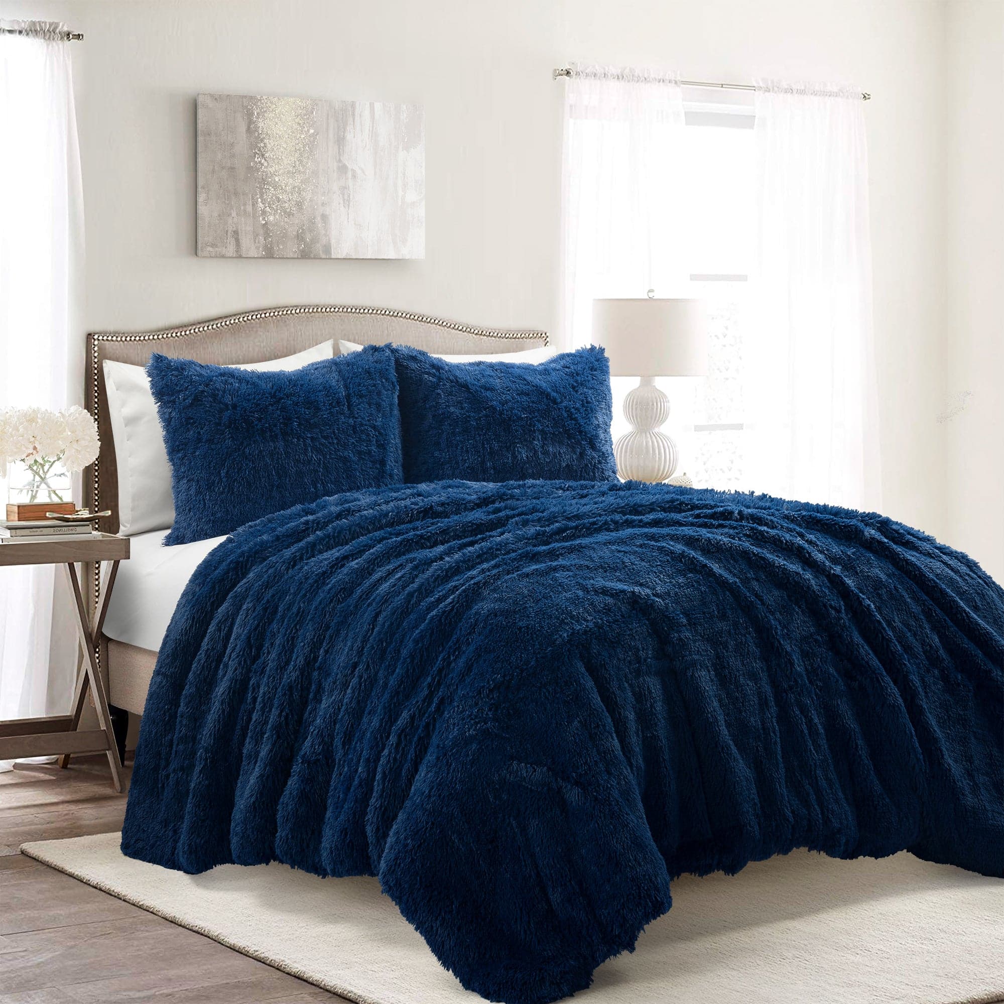 Emma Faux Fur Comforter Set - Soft & Luxurious Bedding Collection for Winter - Queen/King Size - Perfect for Cozy Bedrooms, Guest Rooms & Winter Home Decor