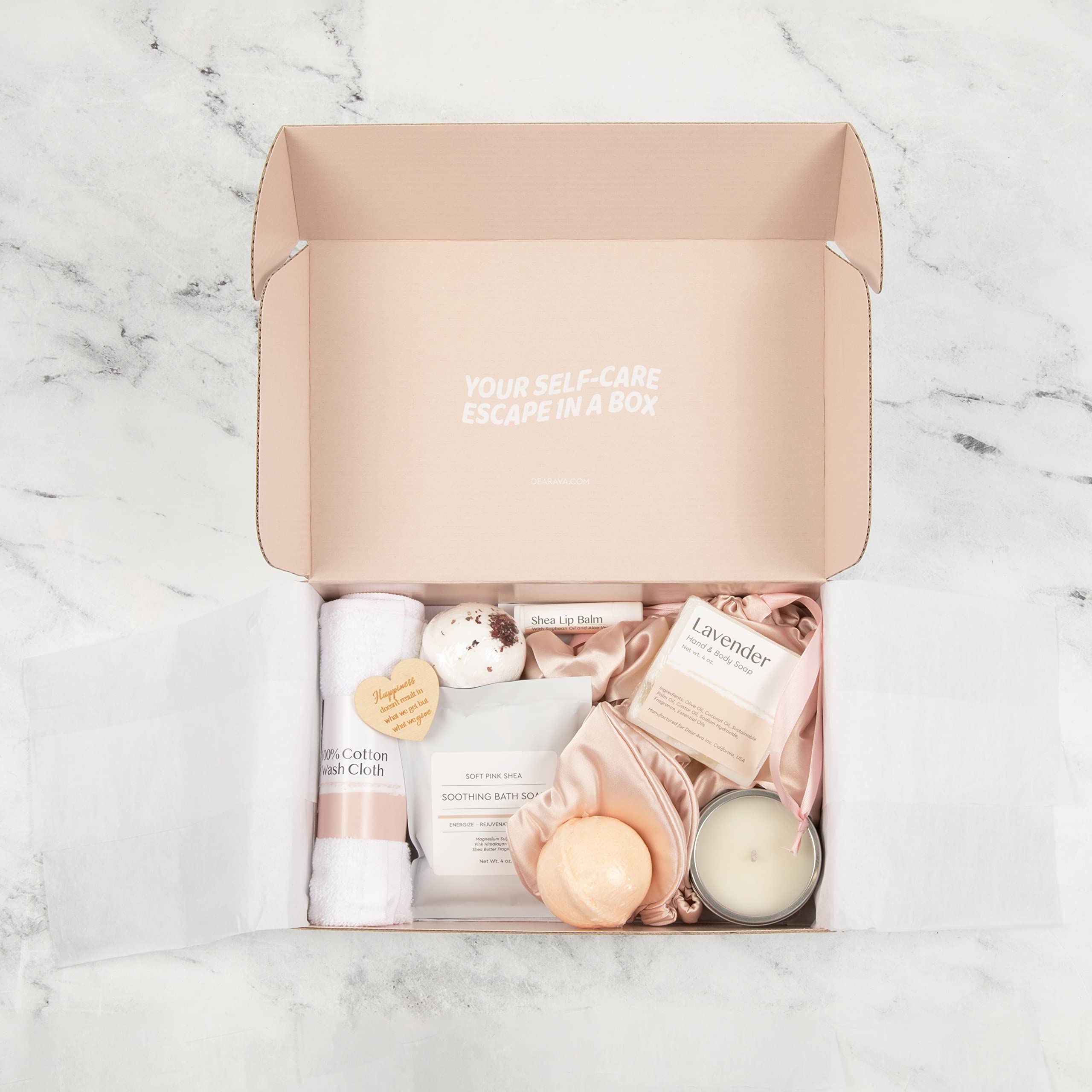 Luxury Spa Gift Box for Women - Relaxing Self-Care Set with Bath Salts, Bath Bombs, Handmade Soap & Satin Sleep Mask | Perfect Birthday, Mother's Day Gift & Home Spa Treatment