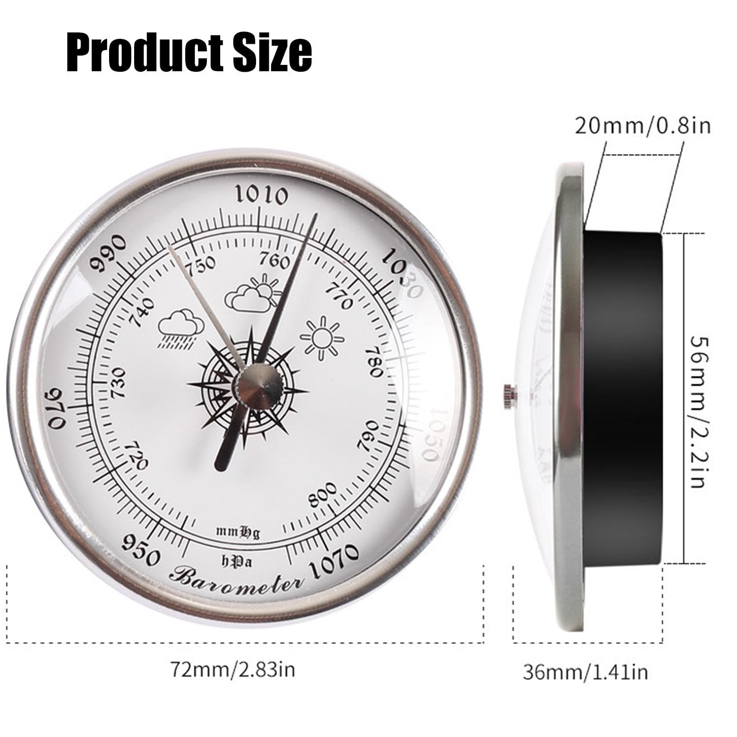 **Precision Barometer with Thermometer & Hygrometer - Home Wall Hanging Weather Station, Indoor/Outdoor Barometric Pressure Gauge for Fishing, Boating, Baby Room & Office Use**