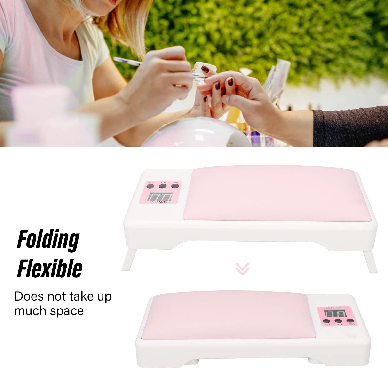 EXCLUZO Professional UV LED Nail Lamp for Gel Polish - Portable Folding Nail Light for Home & Salon Use - Perfect for Manicurists & DIY Nail Art (Pink) | Fast Curing for Gel Nails, Acrylics & Pedicures
