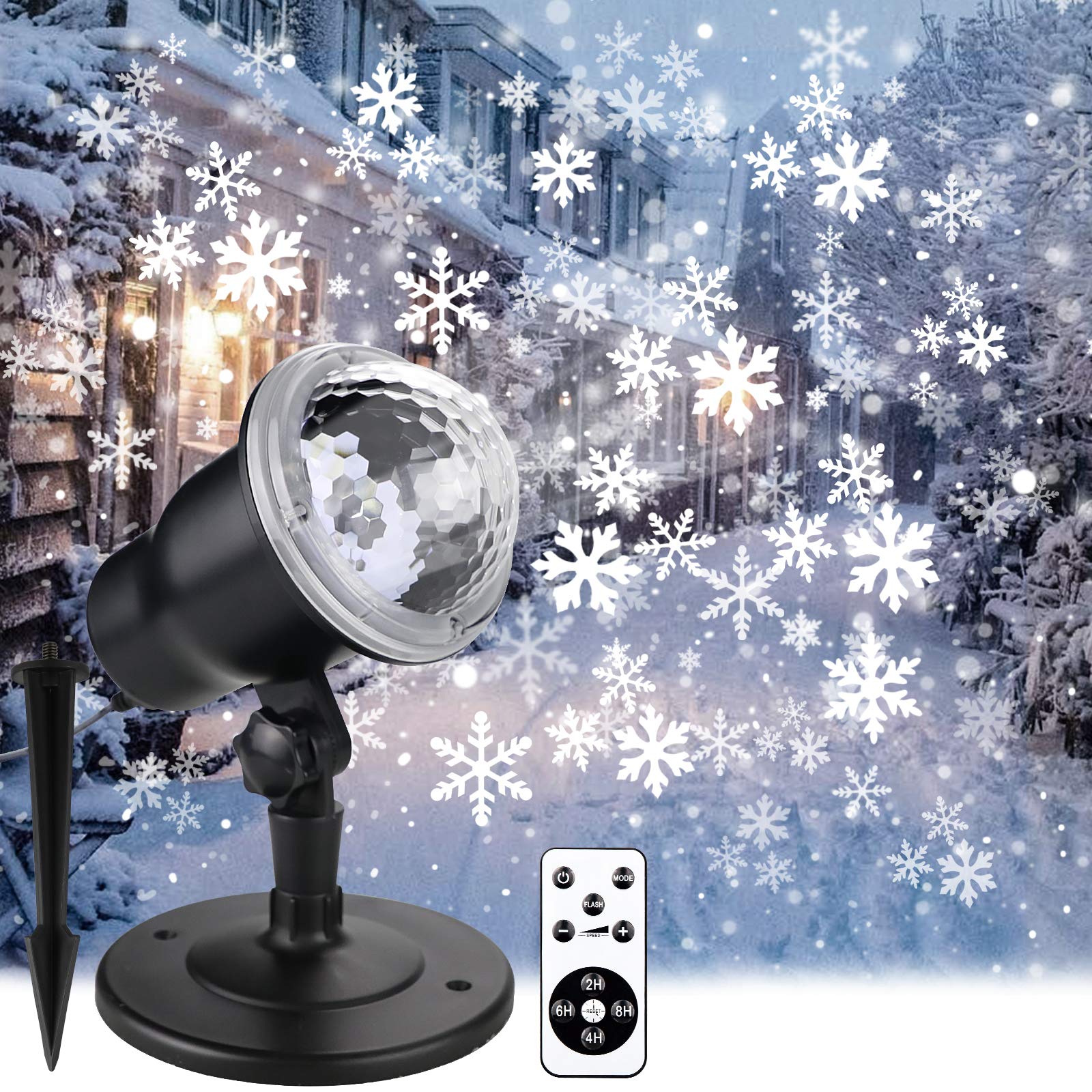 Christmas Projector Lights Outdoor - Snowflake Projector with Wireless Remote Control for Holiday Decorations, Xmas Party, New Year Celebration | Perfect for Yard, Garden, House, and Christmas Tree Decor