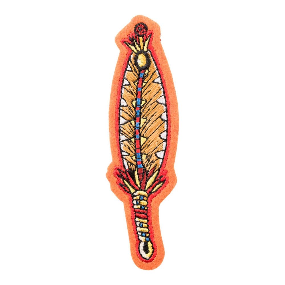Feather Yellow Iron On Patches for Clothing & Jeans - 1.25x4in Small DIY Sew On Embroidered Patches for Jackets, Bags, Hats - Native American Indian Decorative Patches | Perfect for Denim Repair, Costume Design & Boho Fashion Accessories